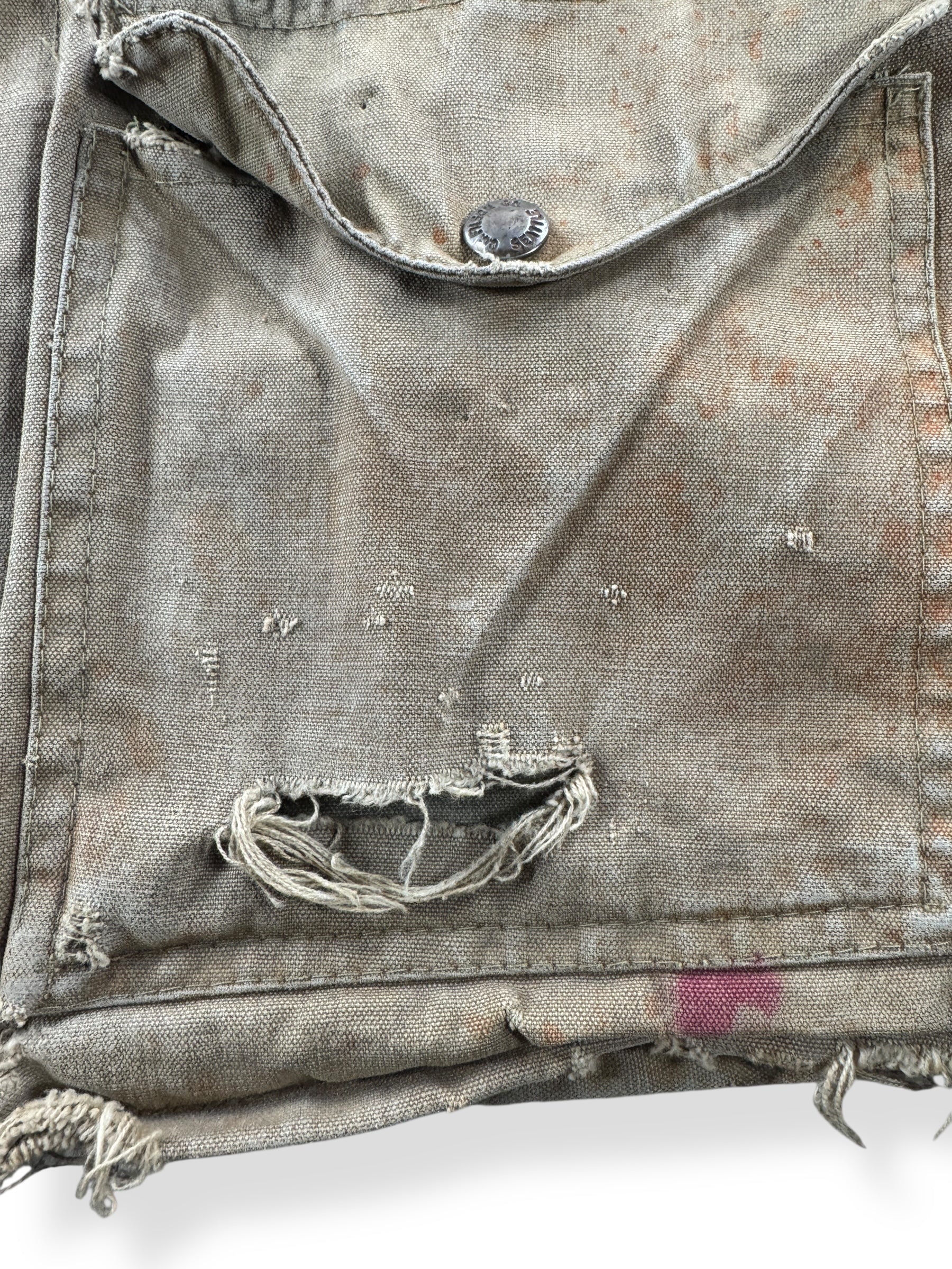 Hole on Vintage Filson Tin Hunting Vest Button Sample SZ 40