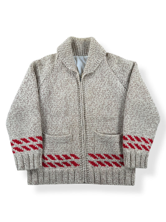 Front of Vintage Beige and Red Cowichan Style Sweater SZ M