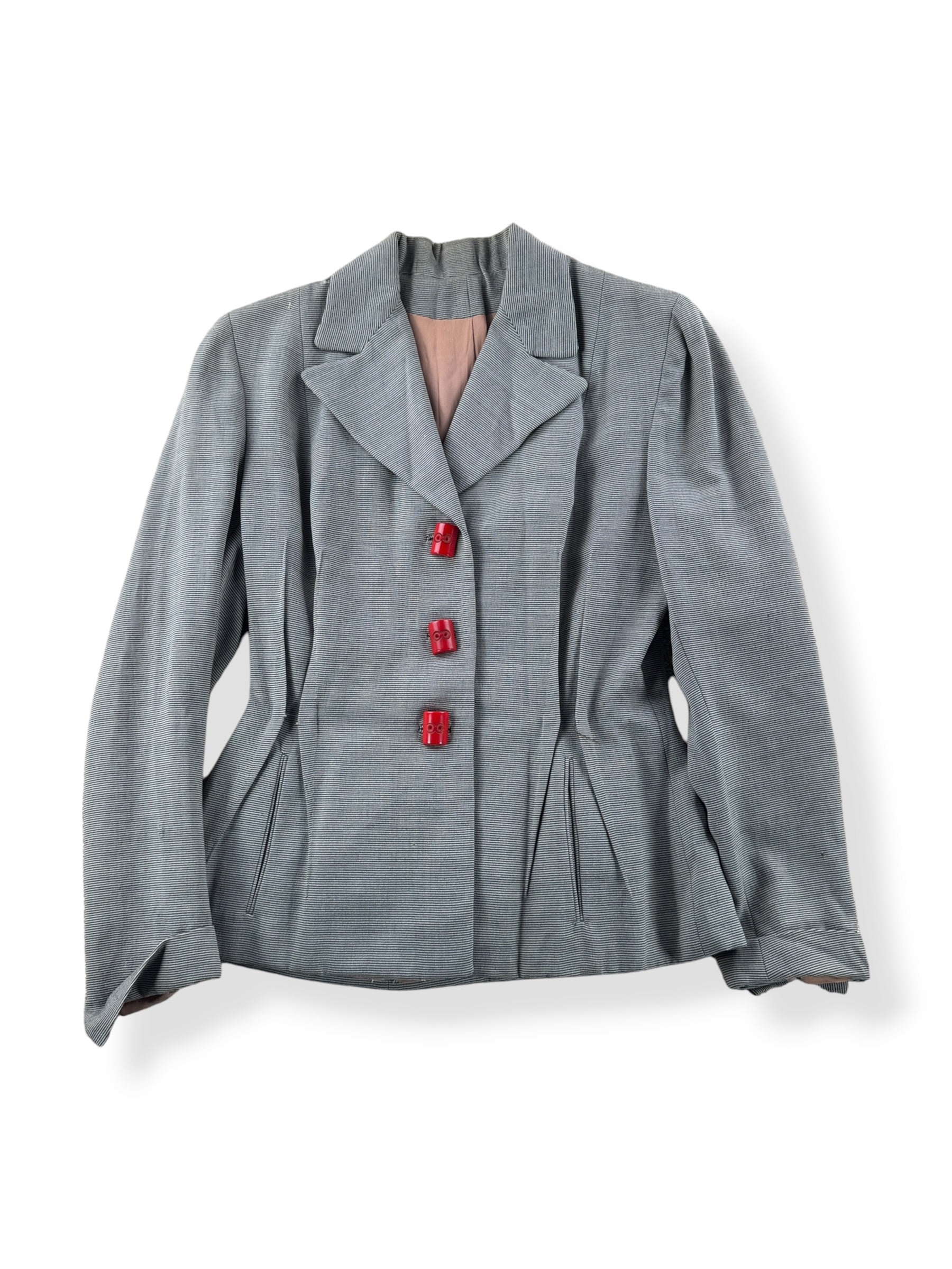Front of Vintage Red Bakelite Button Blazer SZ S - AS IS