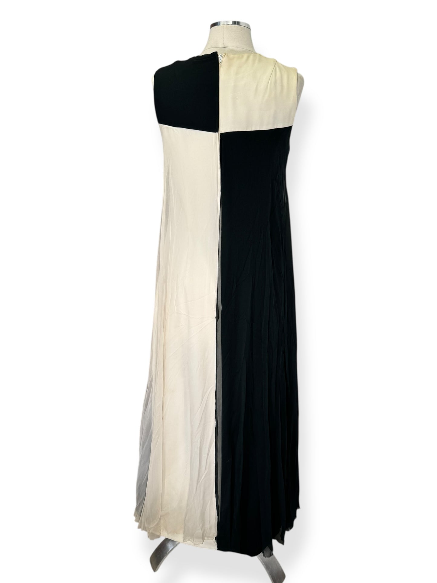 Back view of 1960s Wounded Bird Colorblock Chiffon Maxi Dress L