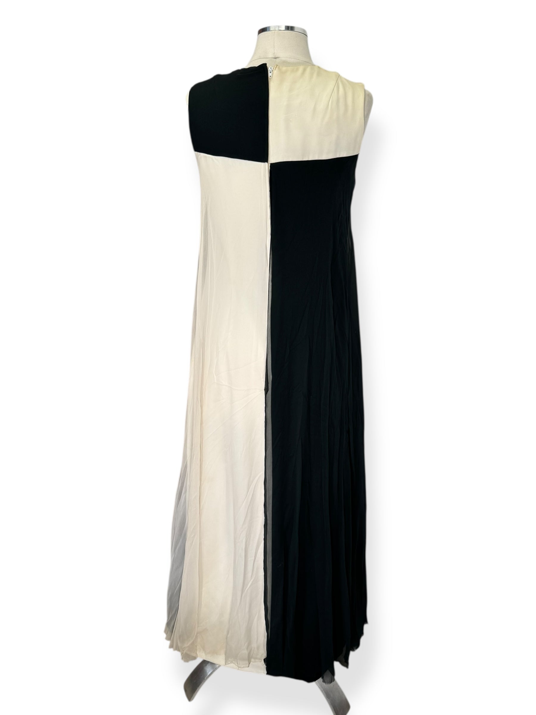 Back view of 1960s Wounded Bird Colorblock Chiffon Maxi Dress L