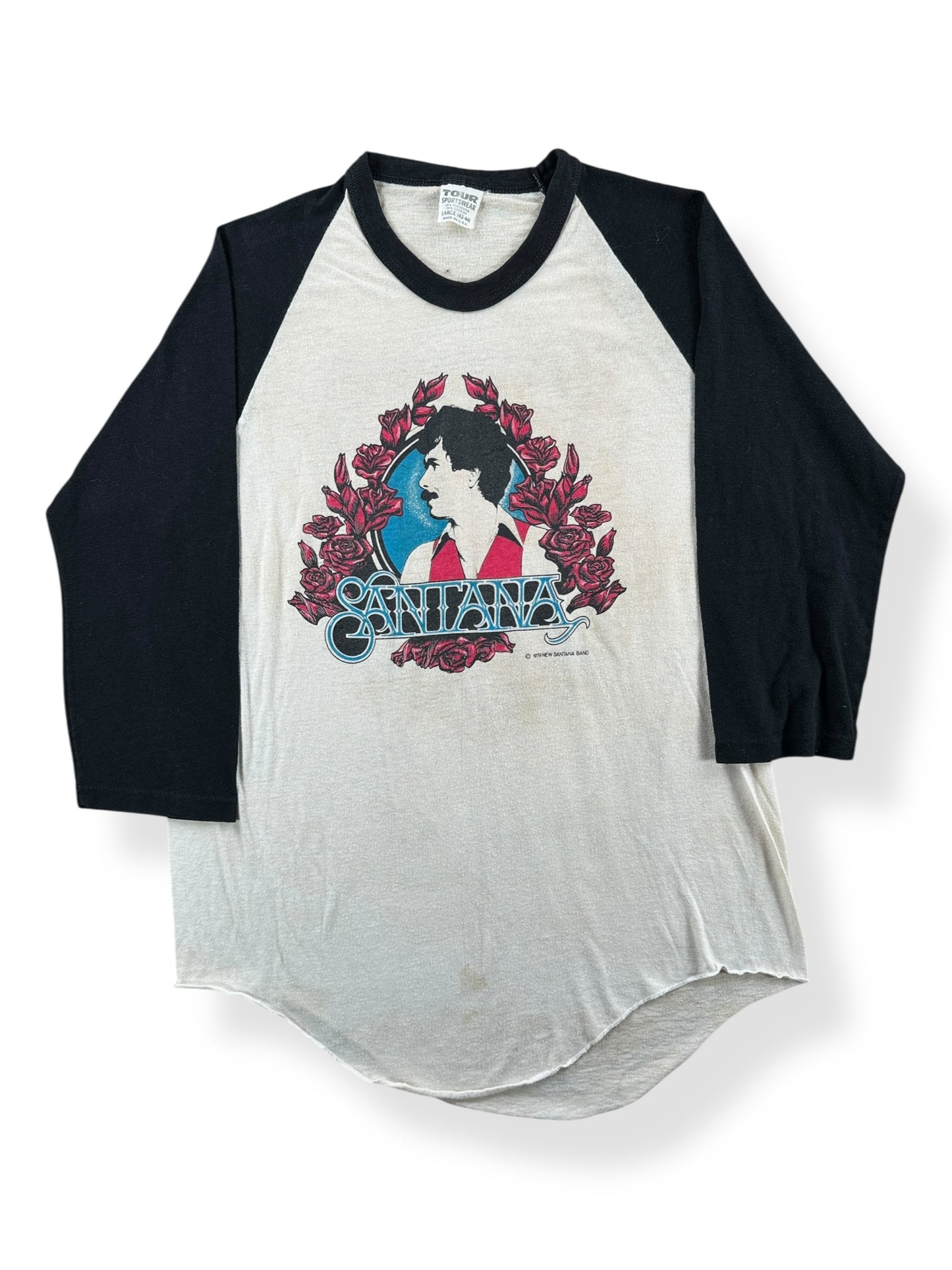 Front of Vintage 1979 Santana Raglan Tee SZ M