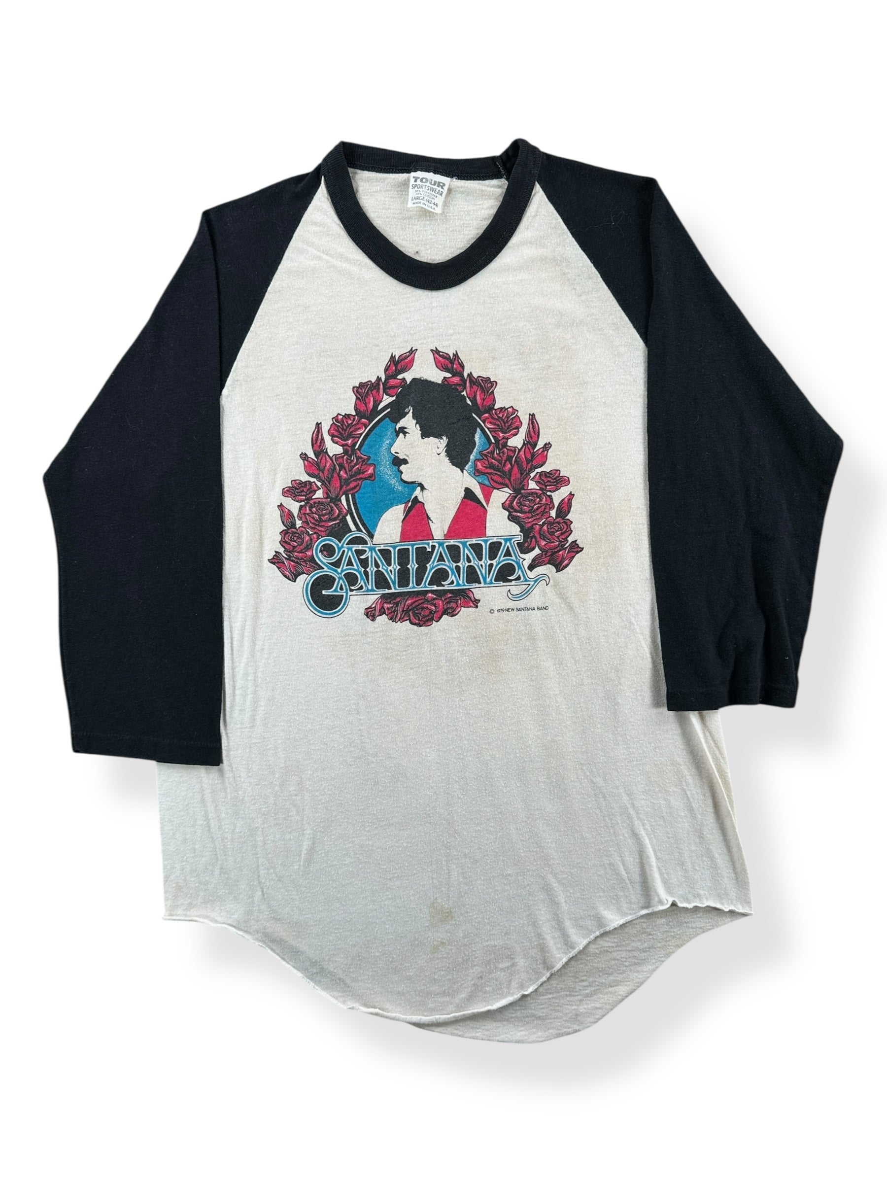 Front of Vintage 1979 Santana Raglan Tee SZ M