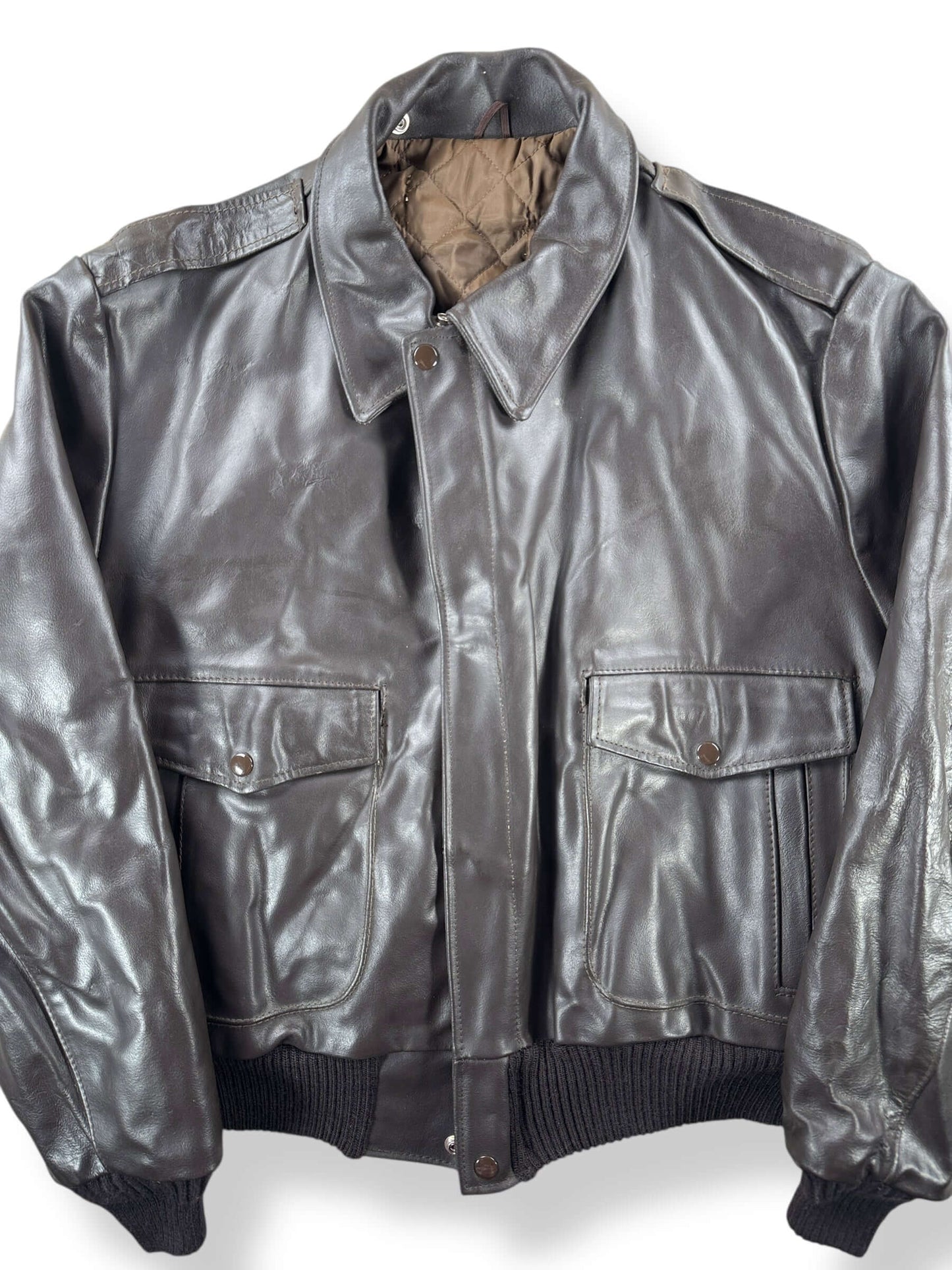 Front Close Up of Vintage A-2 Bomber Jacket SZ XL
