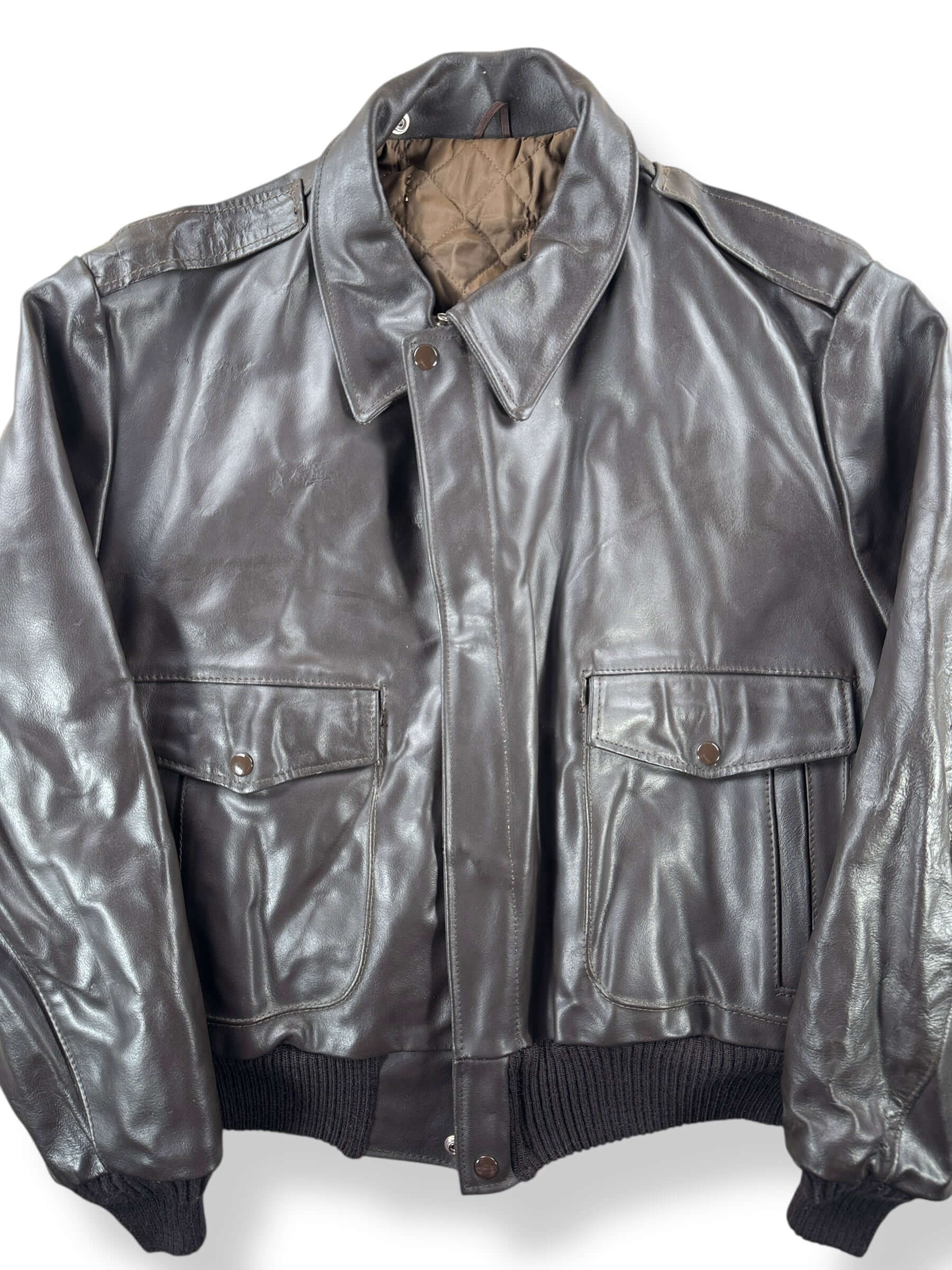 Front Close Up of Vintage A-2 Bomber Jacket SZ XL