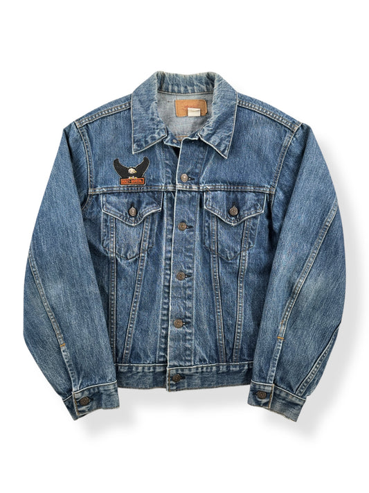 Front of Vintage Early 70s Levi's Type III Jacket W/ Harley Patch SZ S
