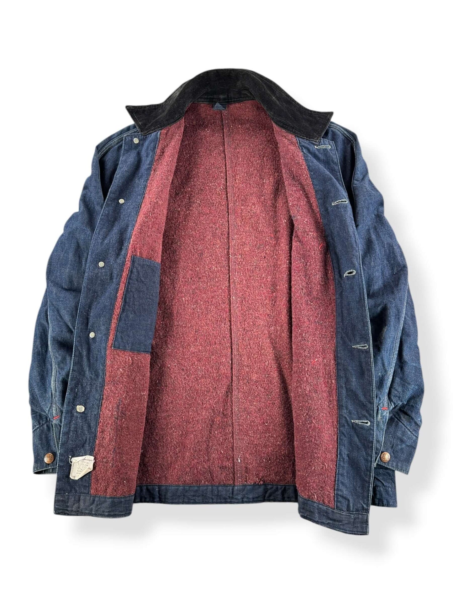 Inside of Vintage Penney's Pay Day Blanket Lined Denim Chore Coat SZ 40