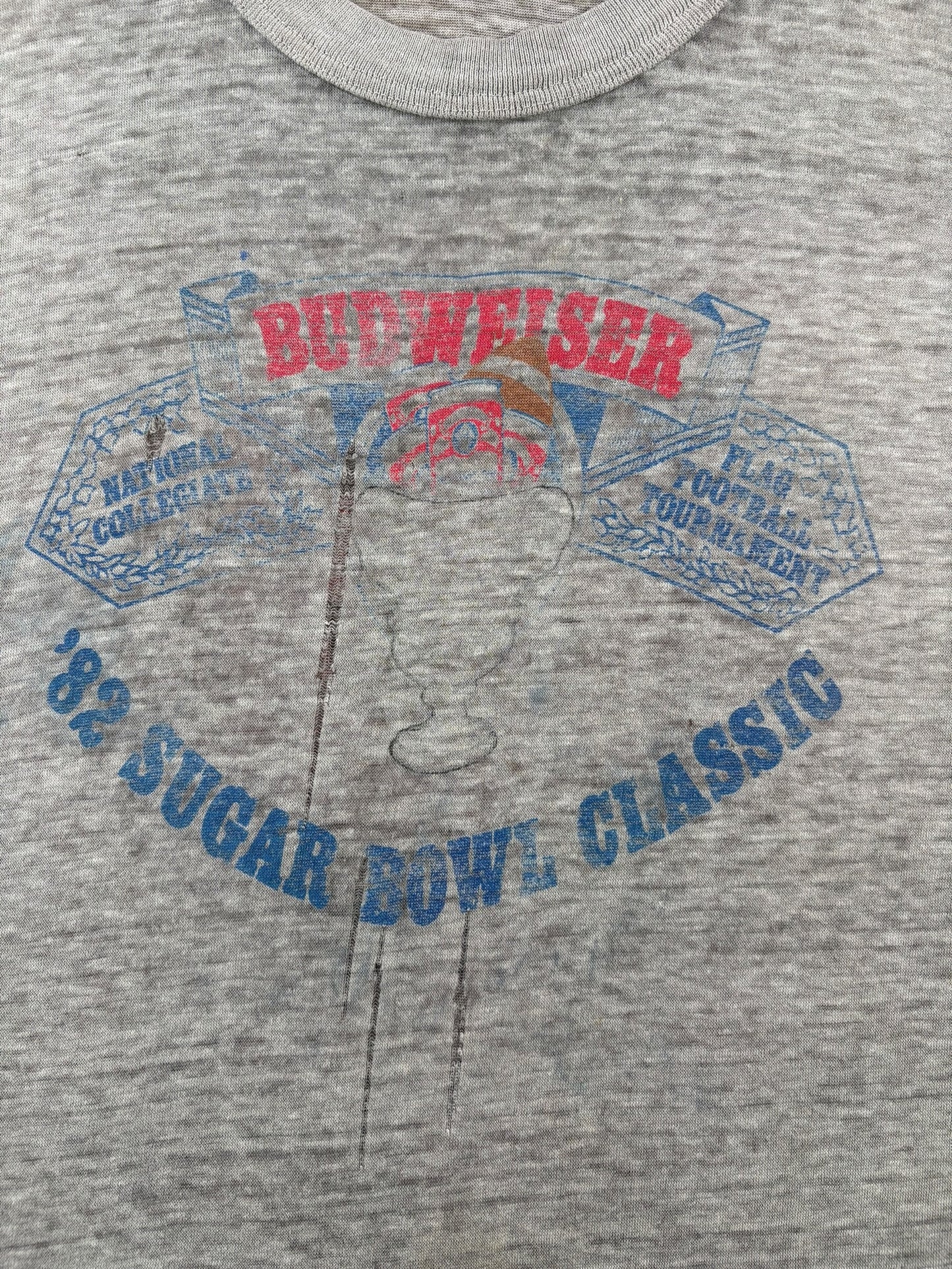 Graphic of Vintage 1982 Paper Thin Budweiser Sugar Bowl Classic Tee SZ L (Fits S)