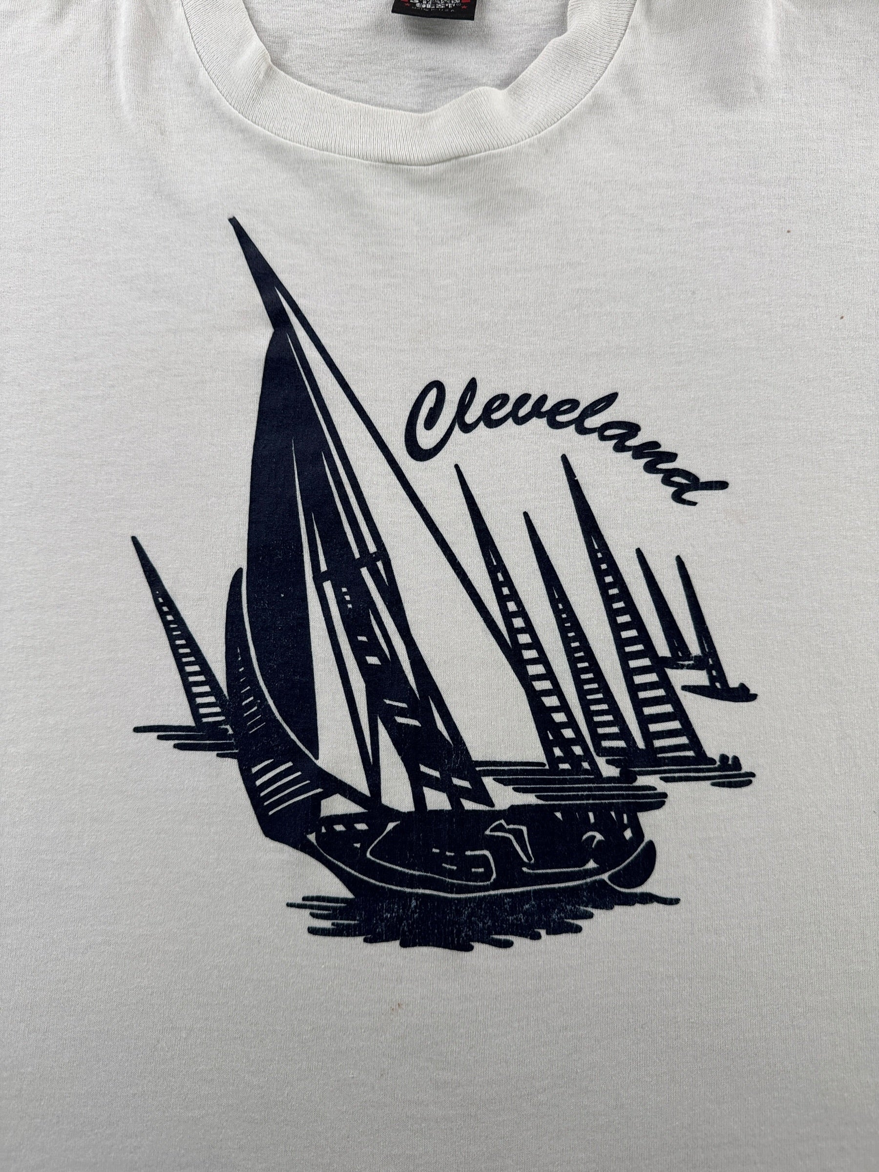 Graphic of Vintage Cleveland Sailboat Tee SZ XL