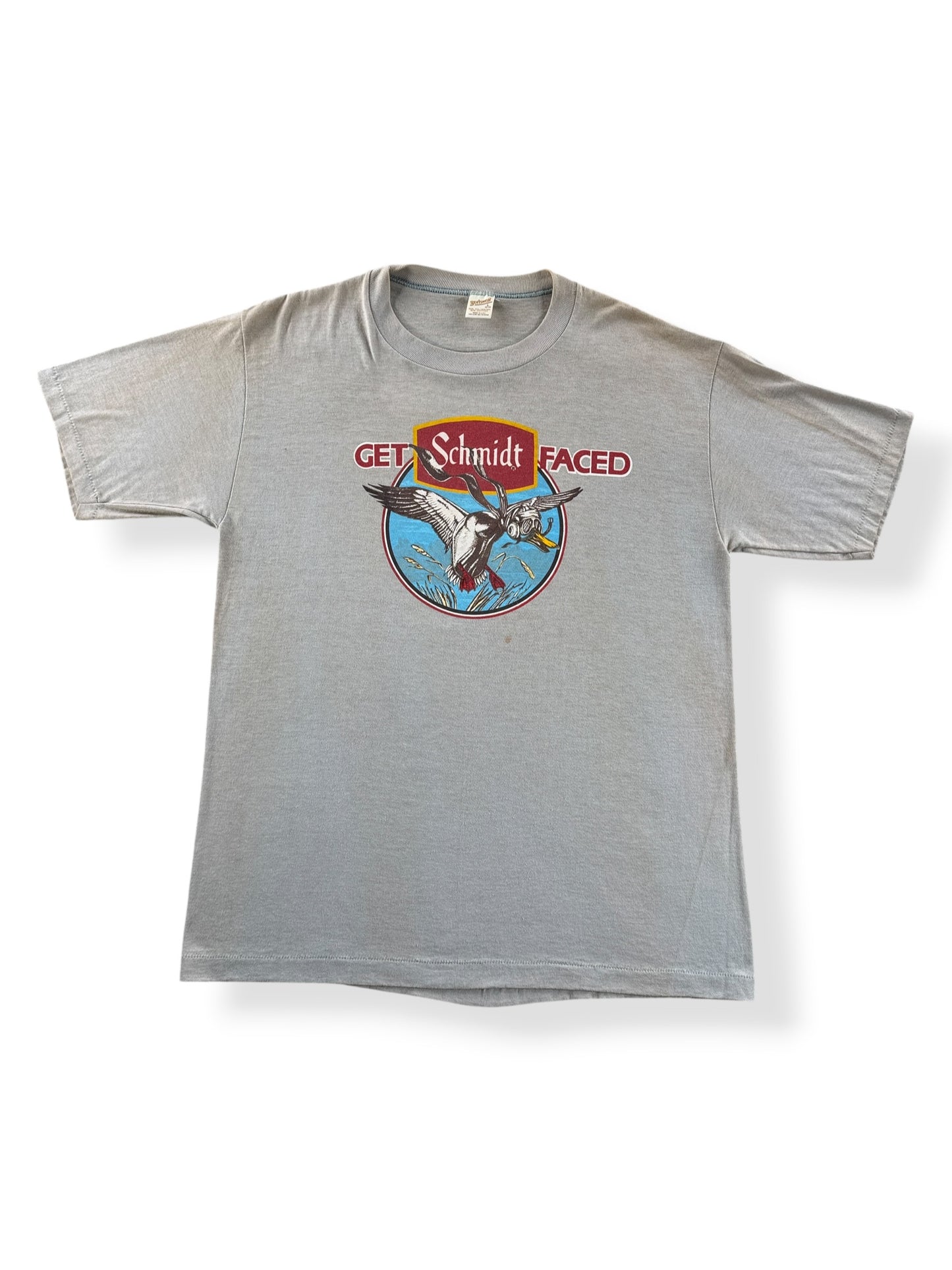 Front of Vintage Get Schmidt Faced Beer Tee SZ L (Fits M)