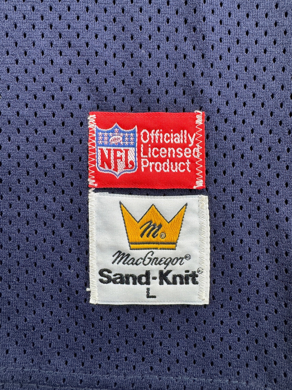 NFL and MacGregor Labels on front of Vintage MacGregor Bears Poly Mesh Jersey SZ L