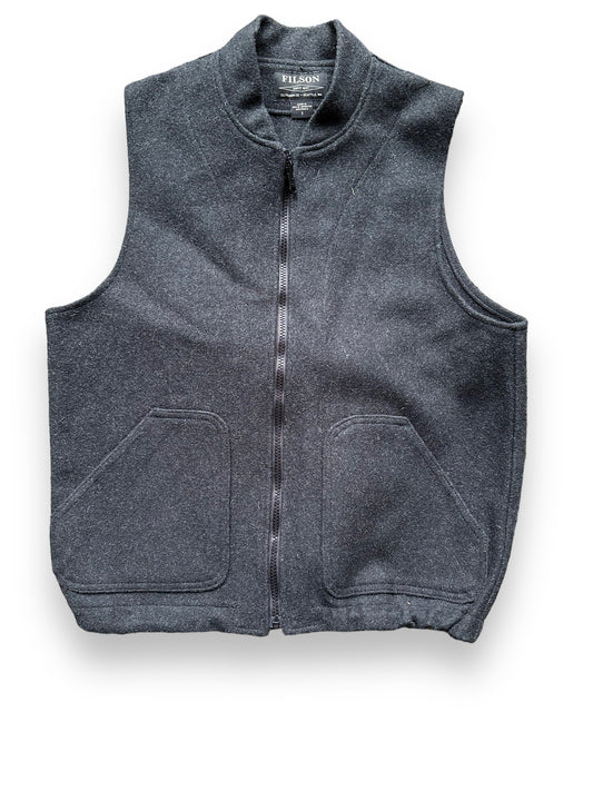 Front View of Filson Mackinaw Wool Sleeveless Charcoal Liner SZ S |  Barn Owl Vintage Goods | Vintage Filson Workwear Seattle