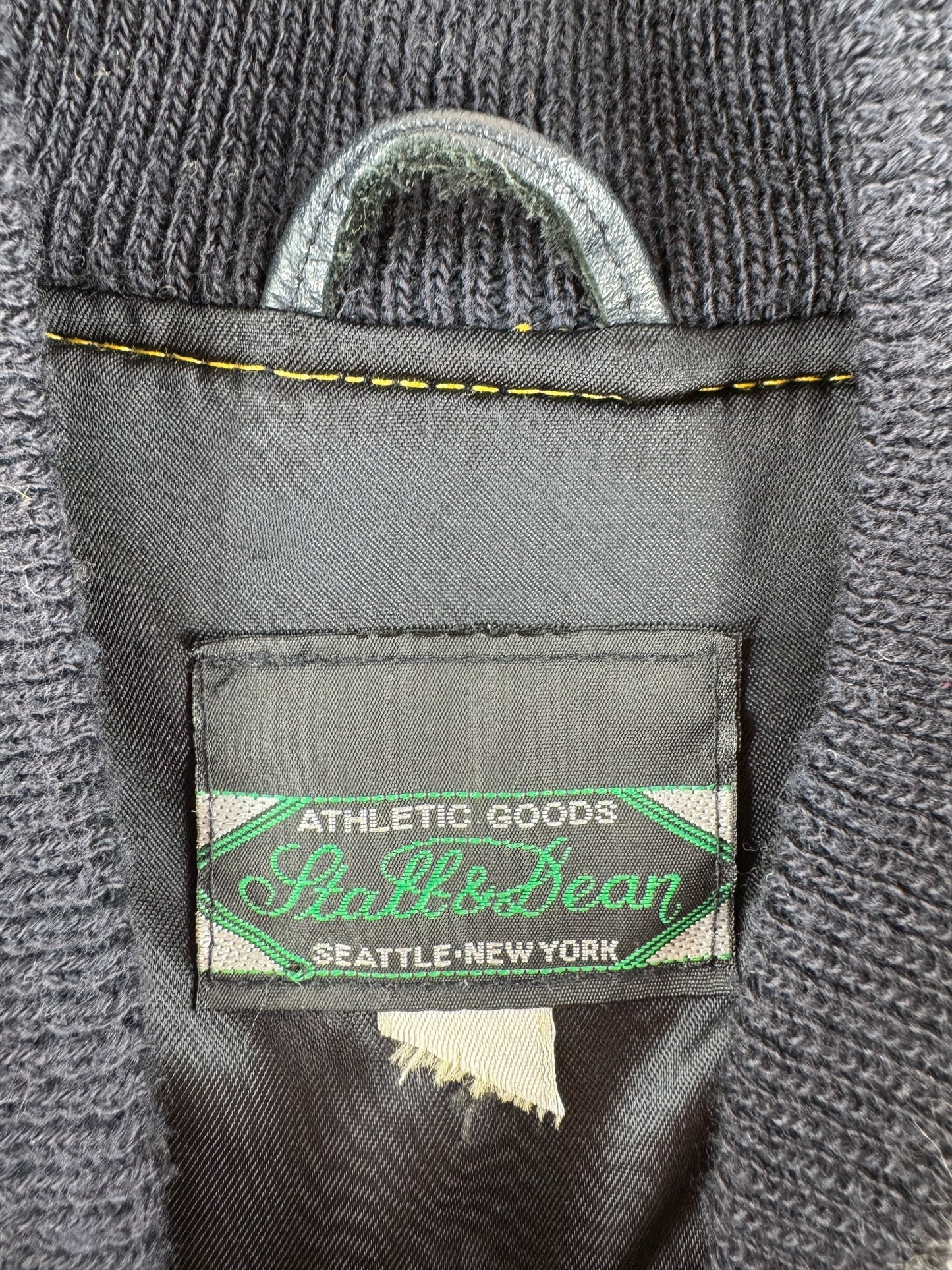 Label on Vintage Stall & Dean KC Varsity Jacket SZ L