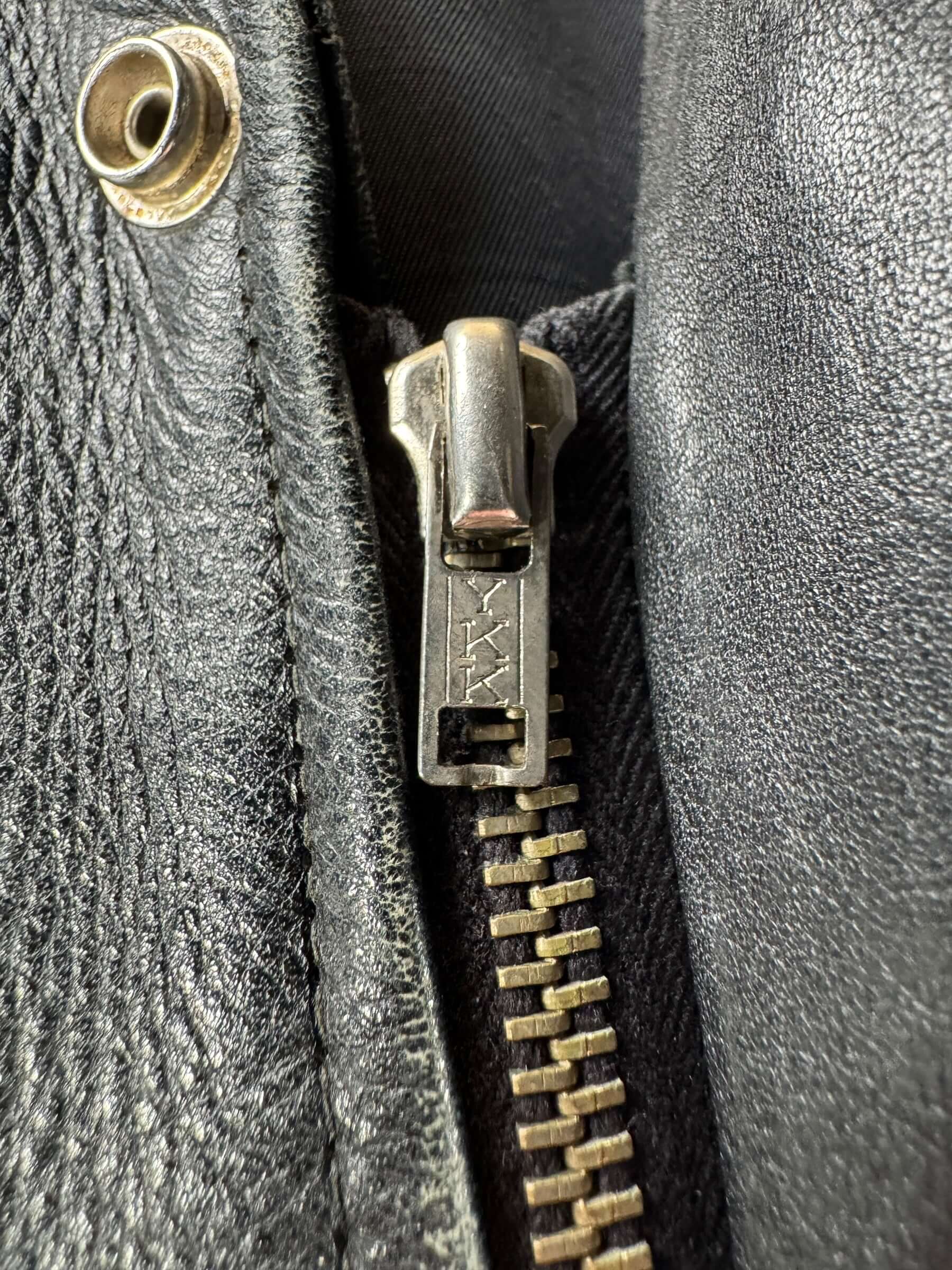 Zipper on Vintage Black Cowhide Leather Coat SZ M