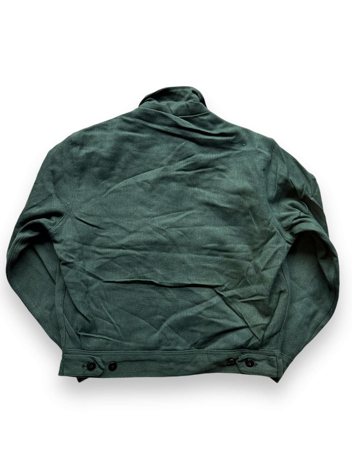 back of Vintage Green Blanket Lined Gas Station Jacket SZ 38