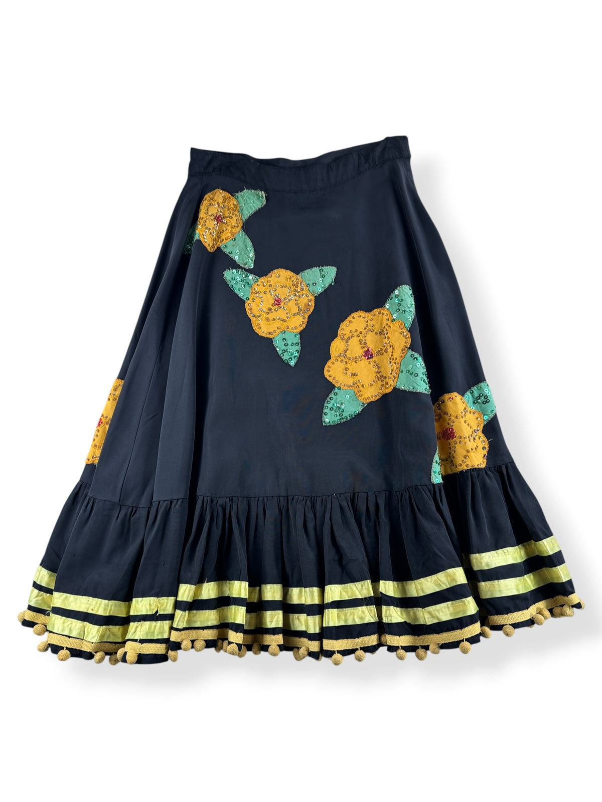 Front of Vintage 1940s-50s Embroidered Skirt W29