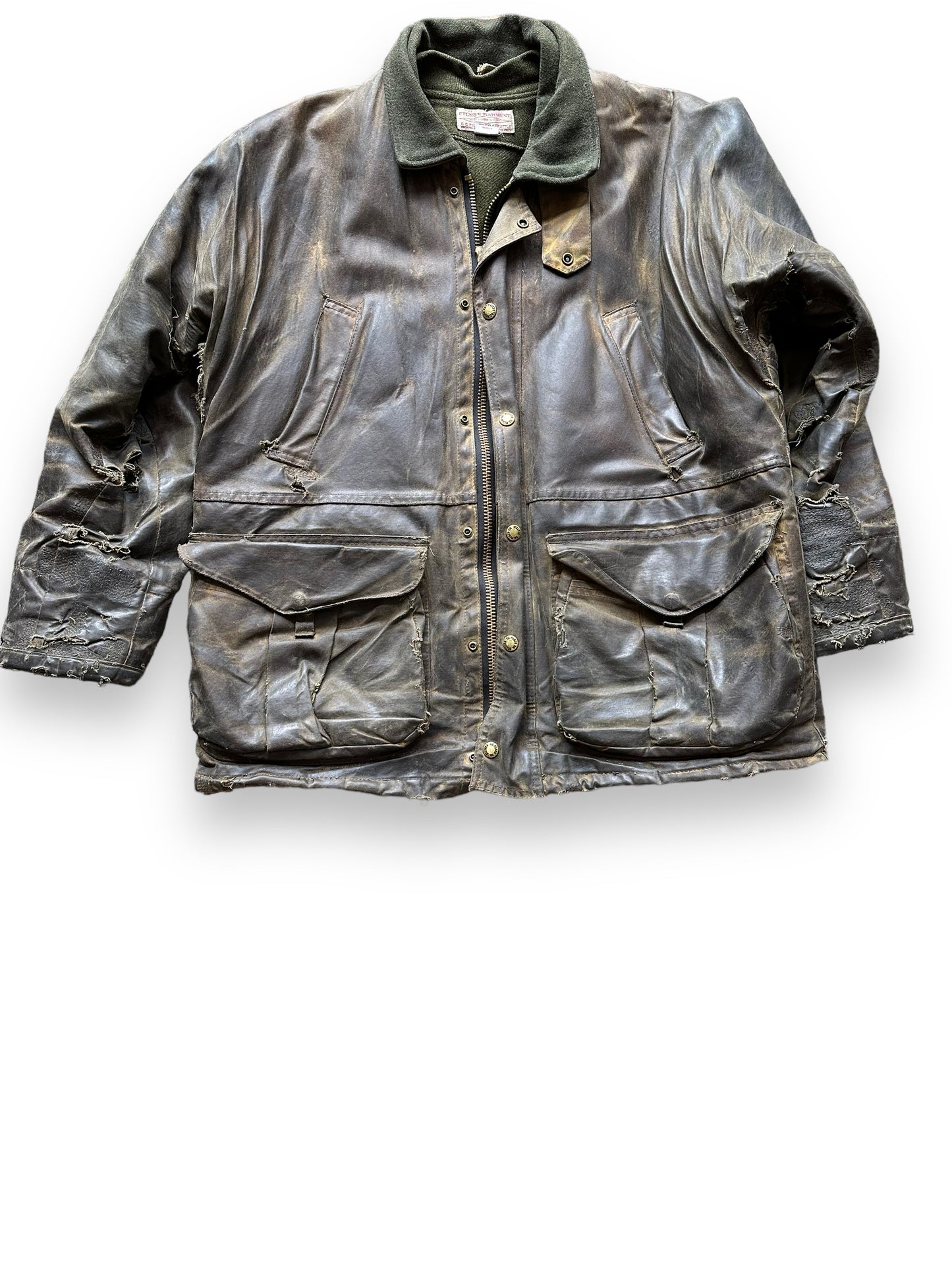Front View of Filson Nasty Boy Tin Cloth Field Jacket SZ 42 |  Filson Tin Cloth Jacket | Vintage Workwear Seattle