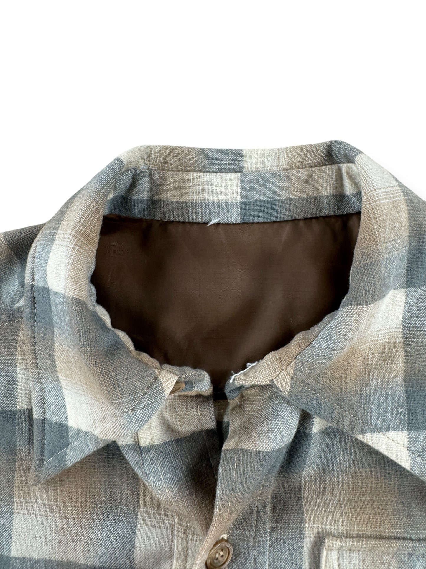 Lining on Vintage Handmade Shadow Plaid Flannel SZ L