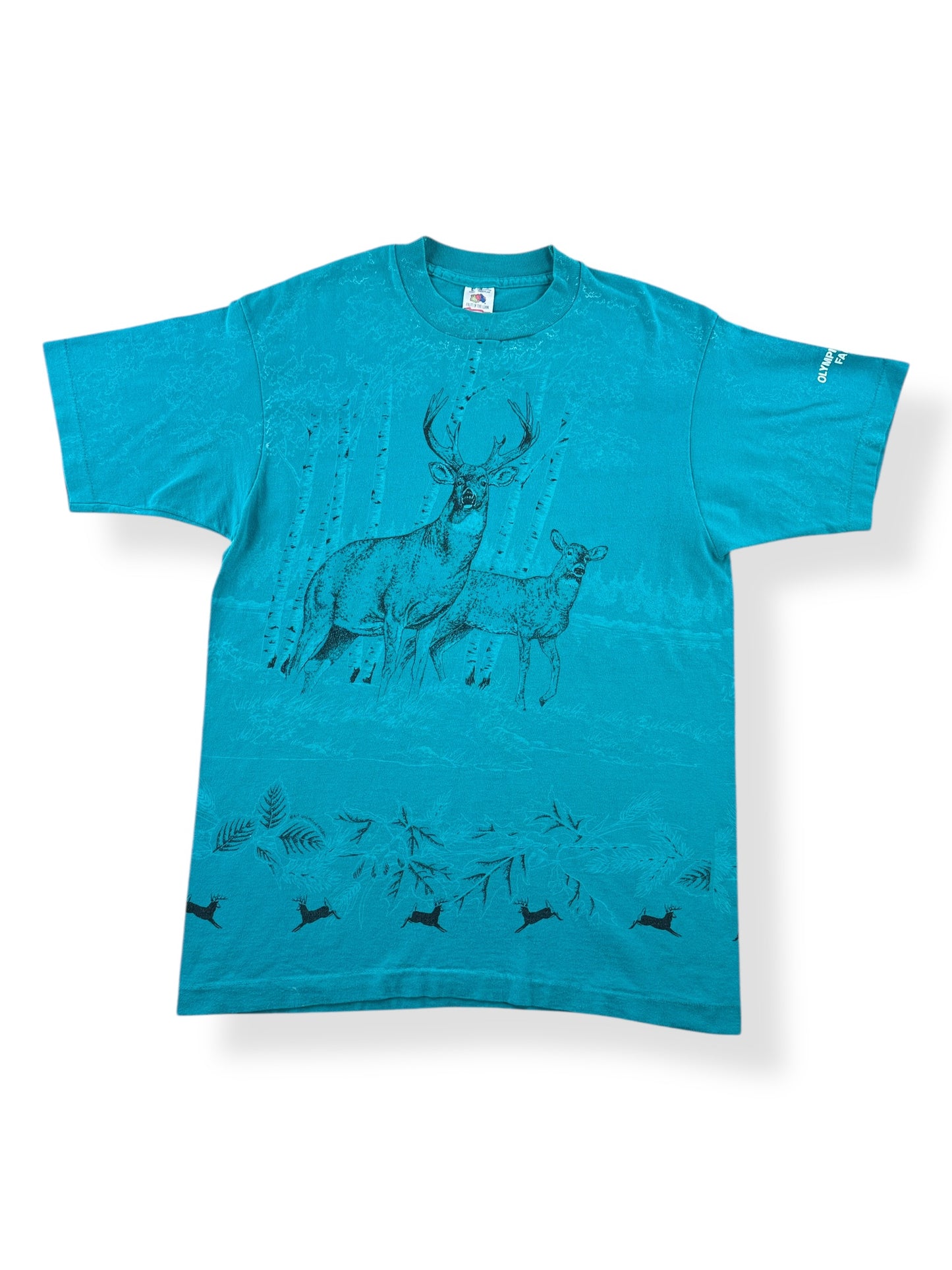 Front of Vintage Deer AOP Tee SZ L (Fits M)