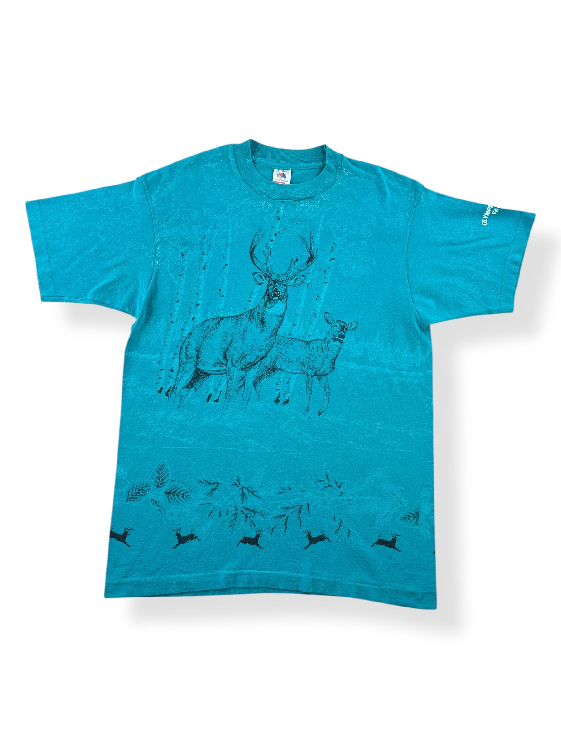 Front of Vintage Deer AOP Tee SZ L (Fits M)