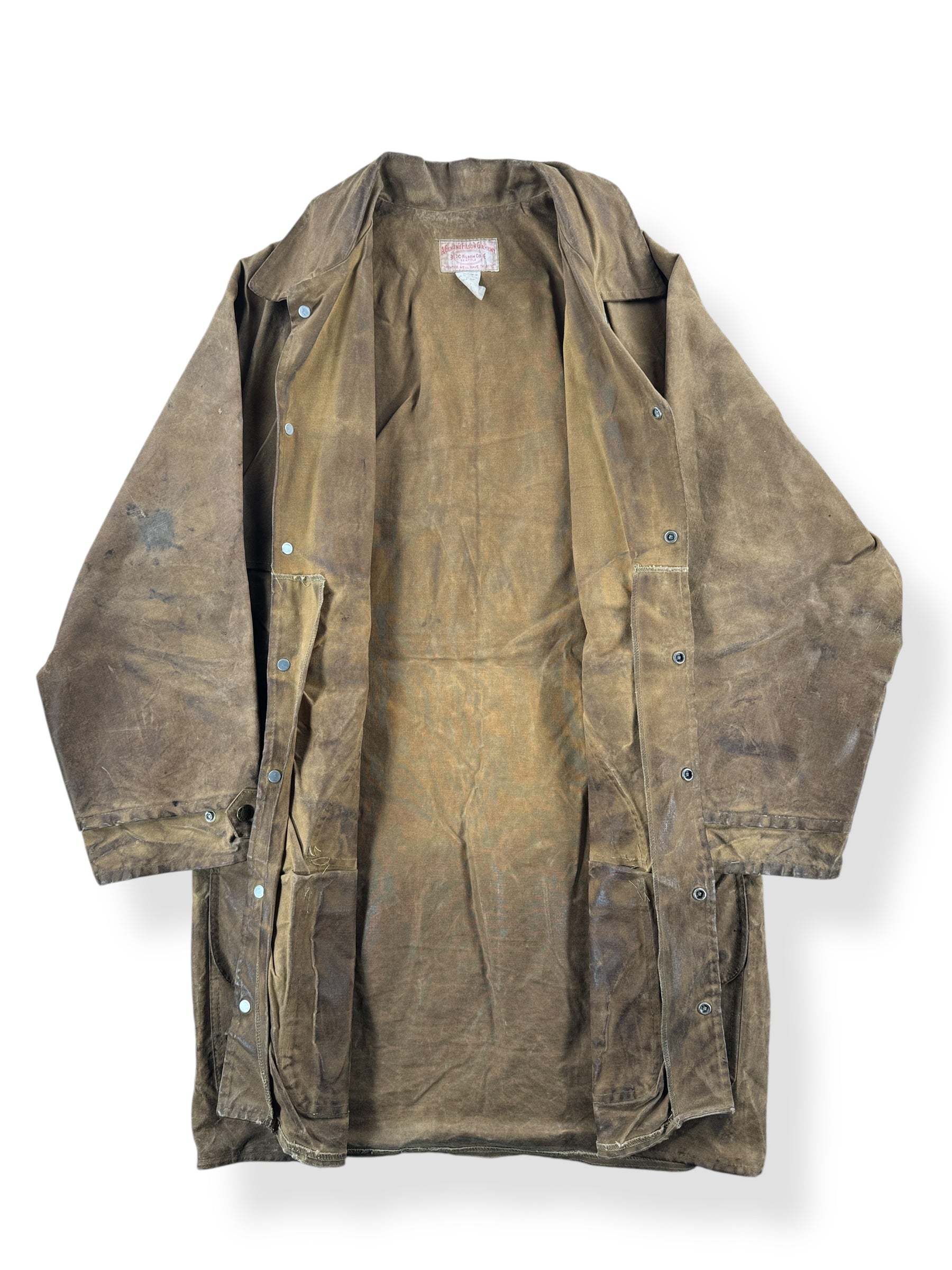 Inside of Vintage Filson Style 68 Tin Cloth Jacket SZ L