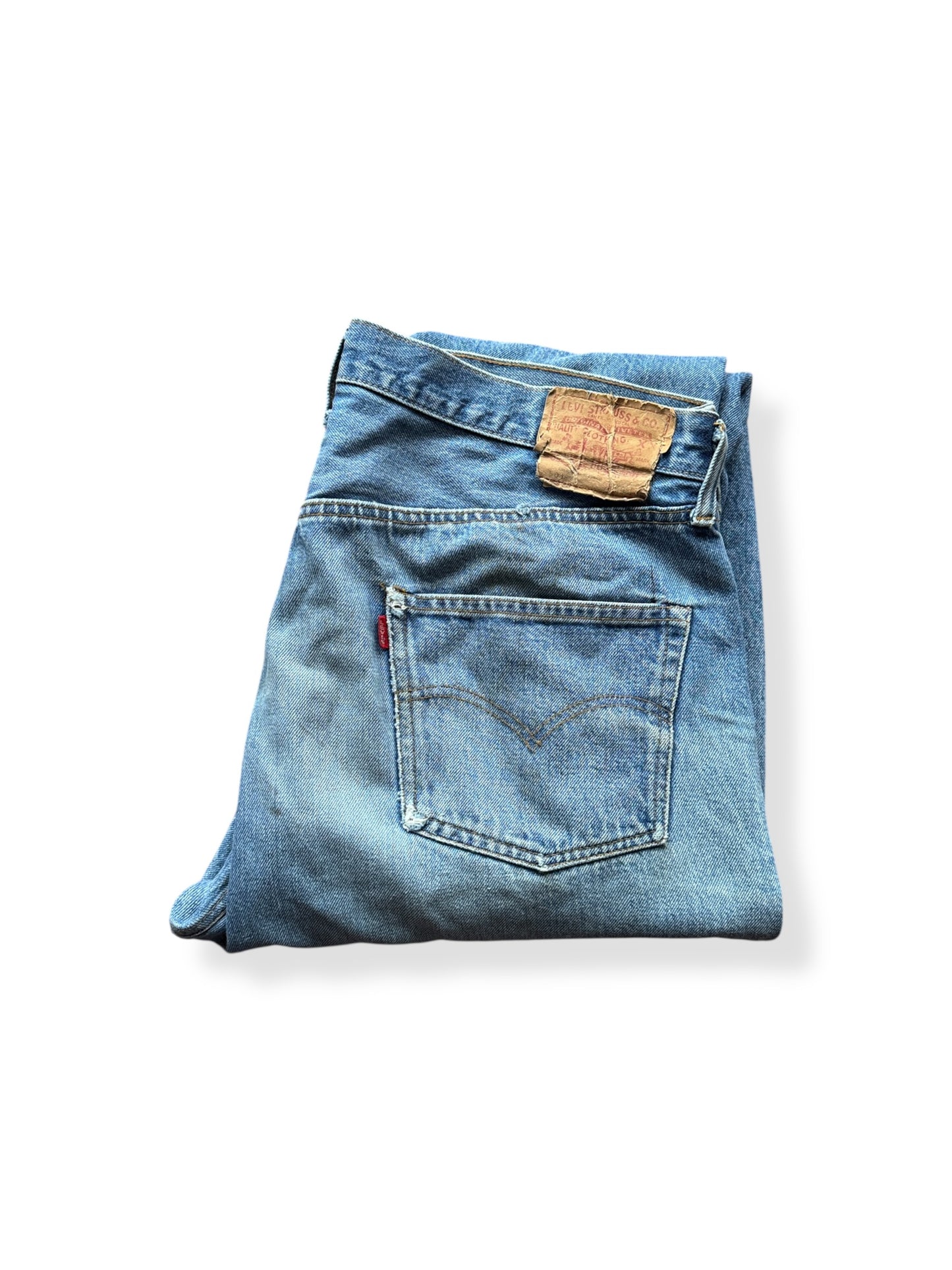 Folded Vintage Levi's 501 Double Stitch Redline Jeans W39