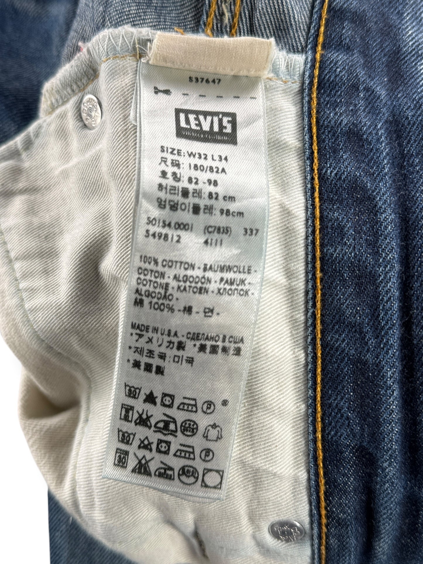 Tags on Levi's LVC 501ZXX Jeans W32