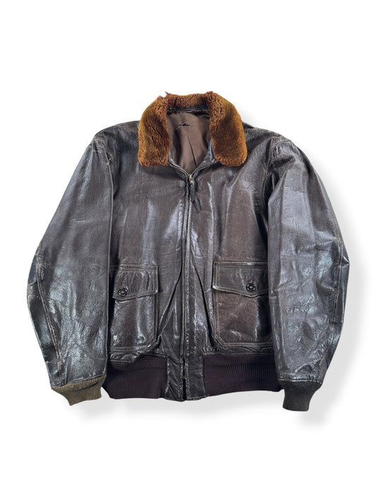 Front of Vintage Leather M422 Flight Jacket SZ L AS IS