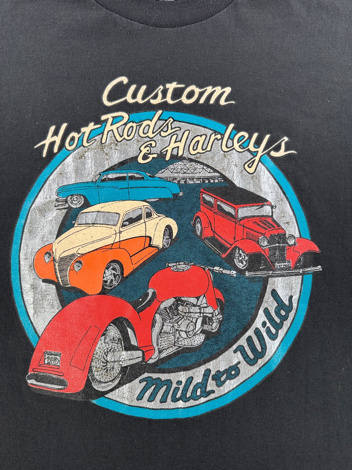 Graphic on Vintage Hot Rods & Harleys Tacoma Tee SZ XL