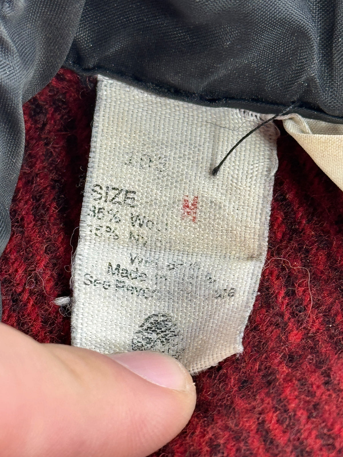 Tags on Vintage Red Woolrich Mackinaw Jacket SZ M