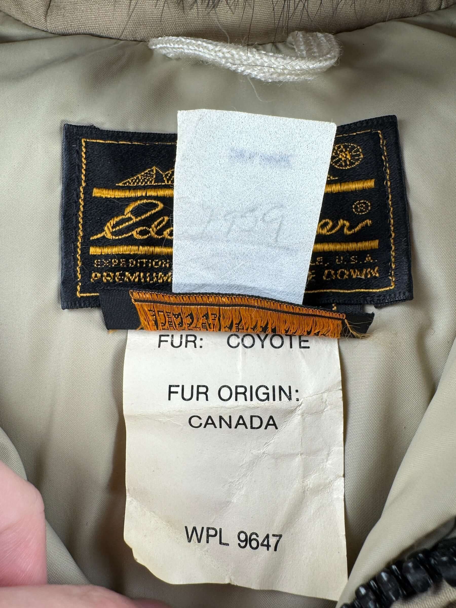 Tag on Vintage Eddie Bauer Coyote Fur Trimmed Polar Parka SZ M