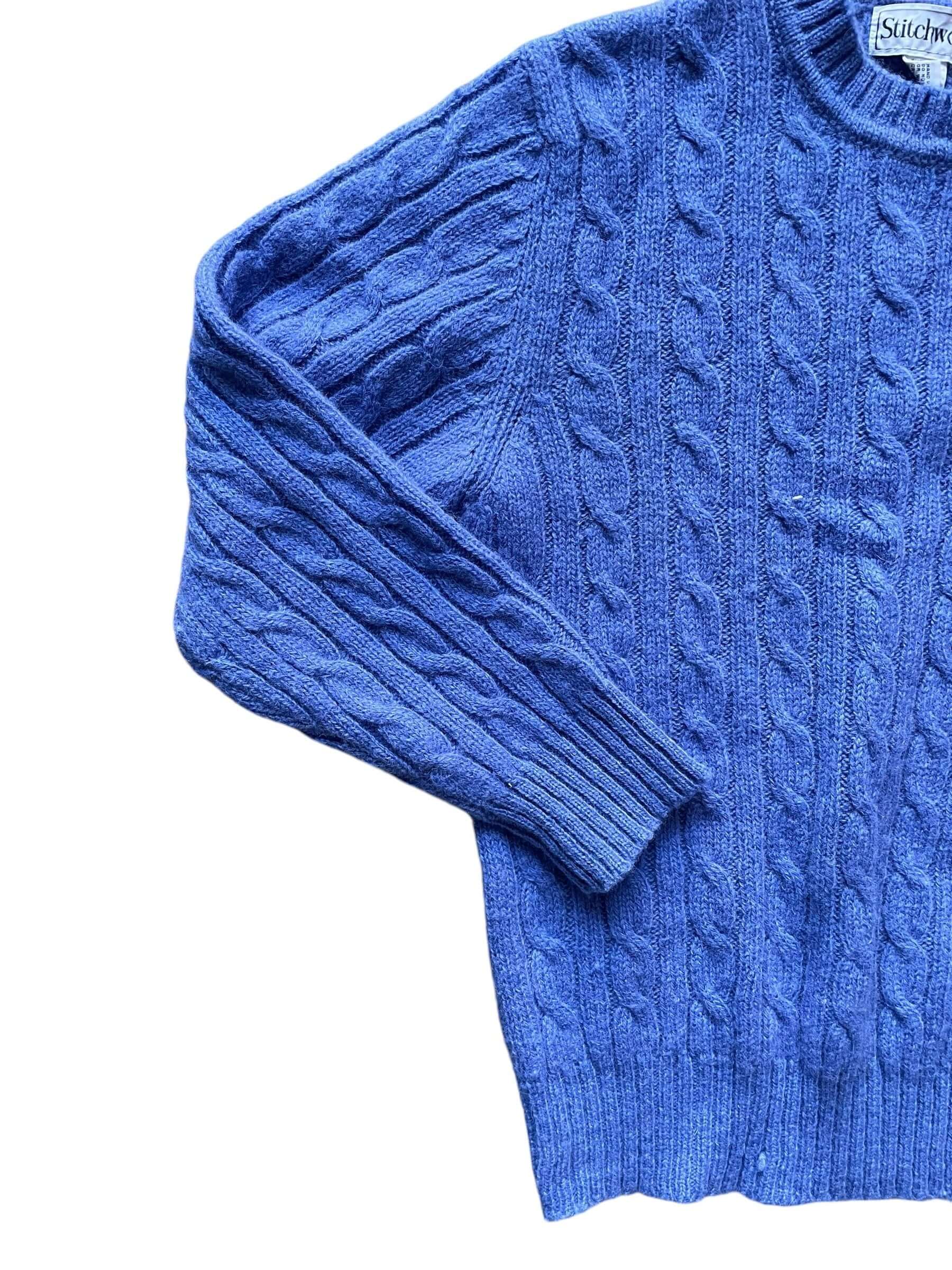 Front right side Vintage Periwinkle Wool Cable Knit Sweater M