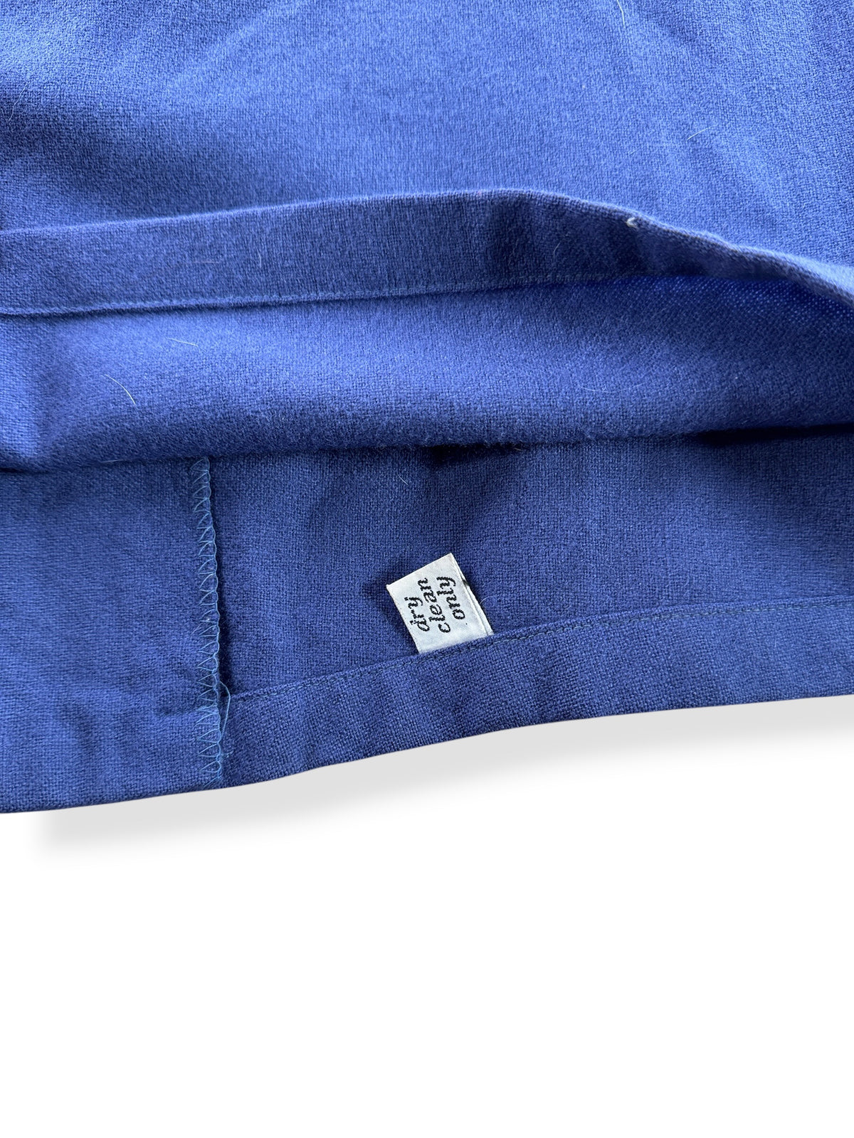 Dry clean tag on Vintage Blue Pendleton Wool Flannel SZ M