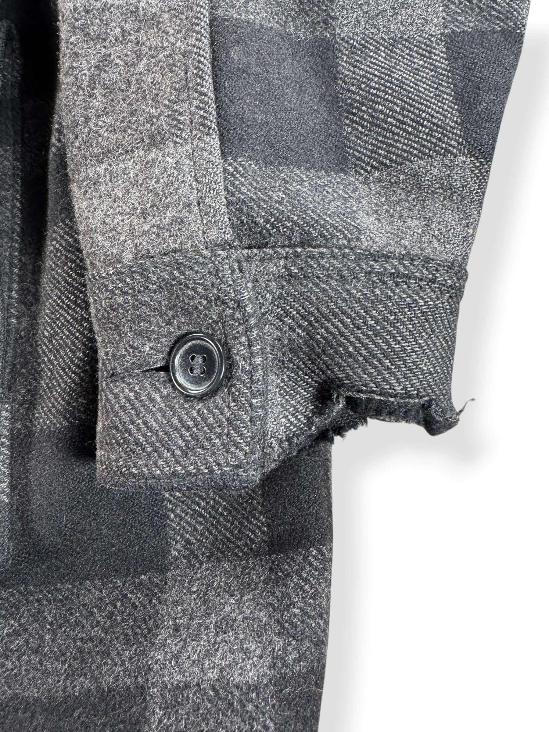 Cuff Damage on Vintage 90s Era Filson Black & Charcoal Mackinaw Cruiser Jacket SZ XXL