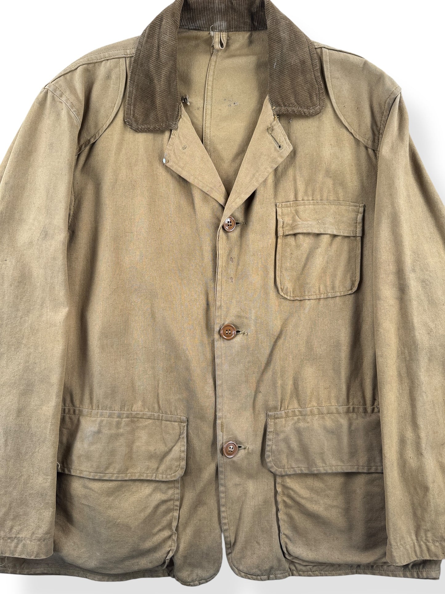 Front Close Up of Vintage American Field Hunting Jacket SZ L