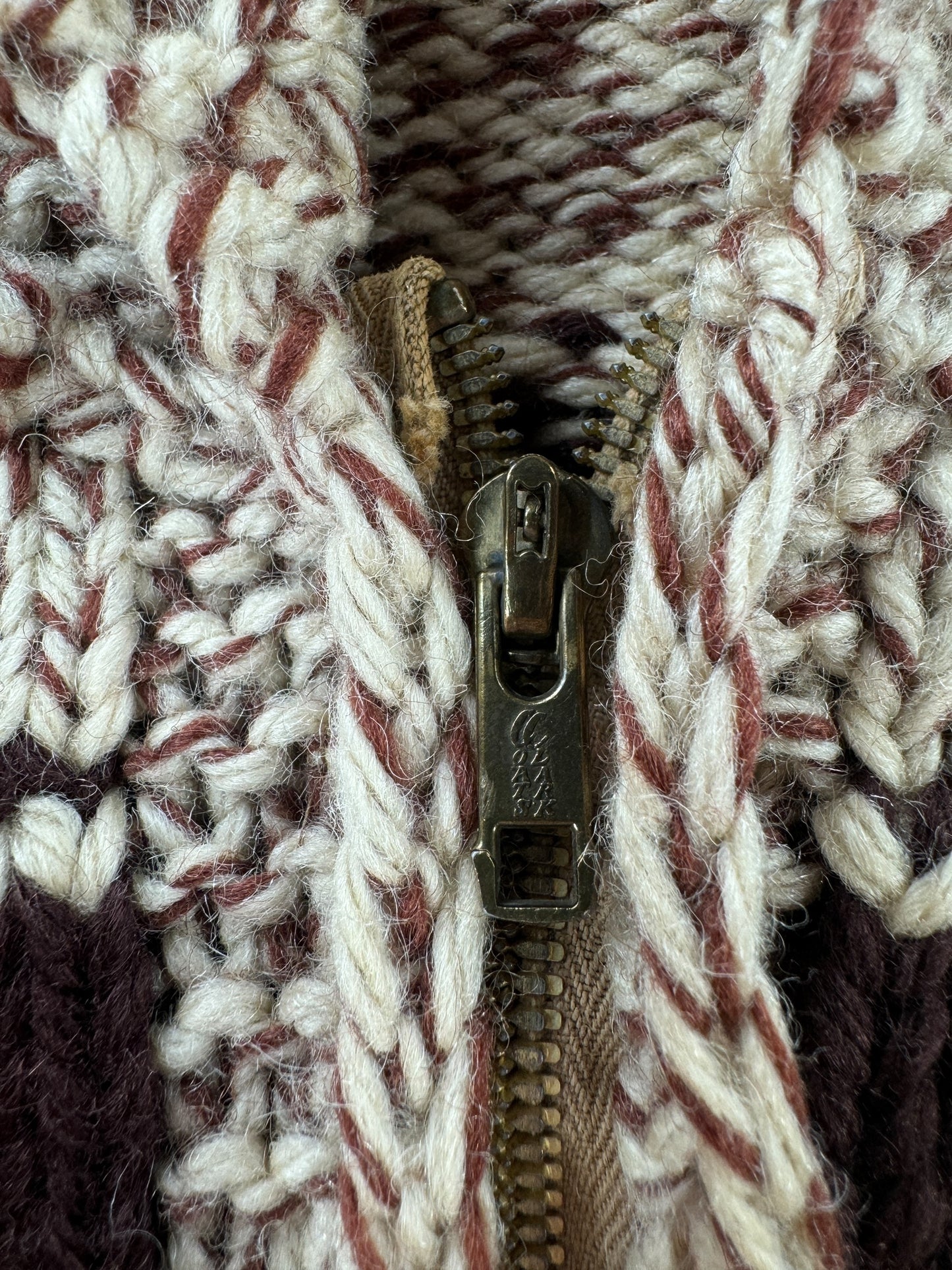 Zipper on Vintage Mary Maxim Beagle Cowichan Style Sweater SZ M