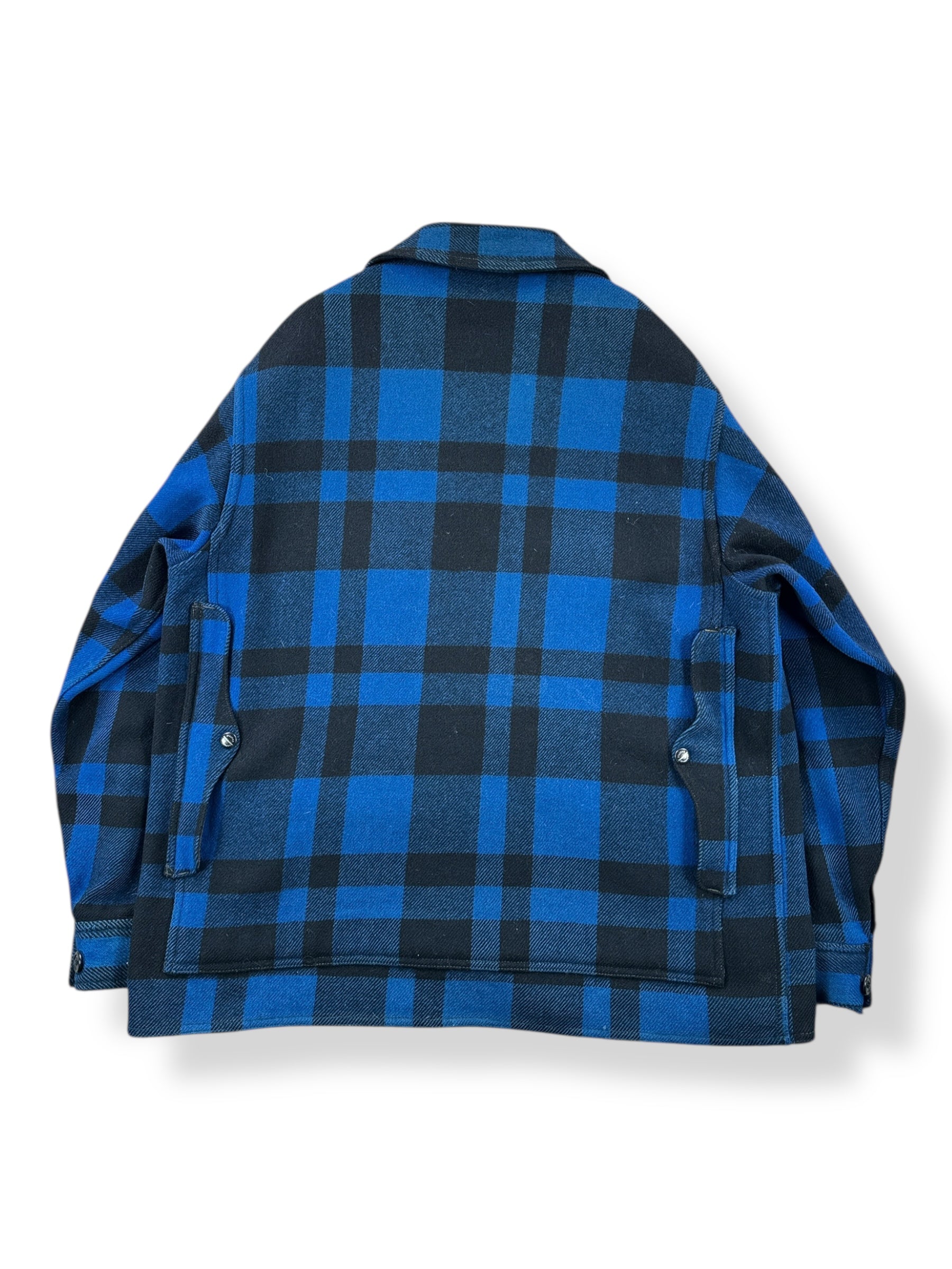 Back of Vintage Union Made Filson Cobalt and Black Mackinaw Cruiser SZ XL