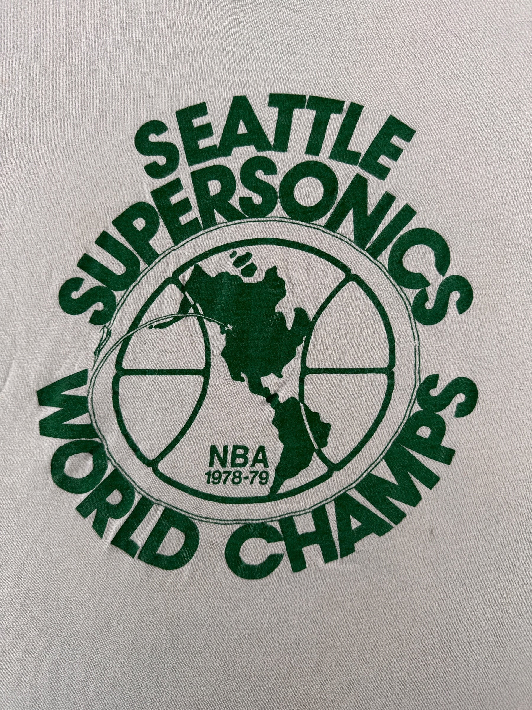 Front Graphic on Vintage Sonics World Champs '79 Ringer Tee SZ S