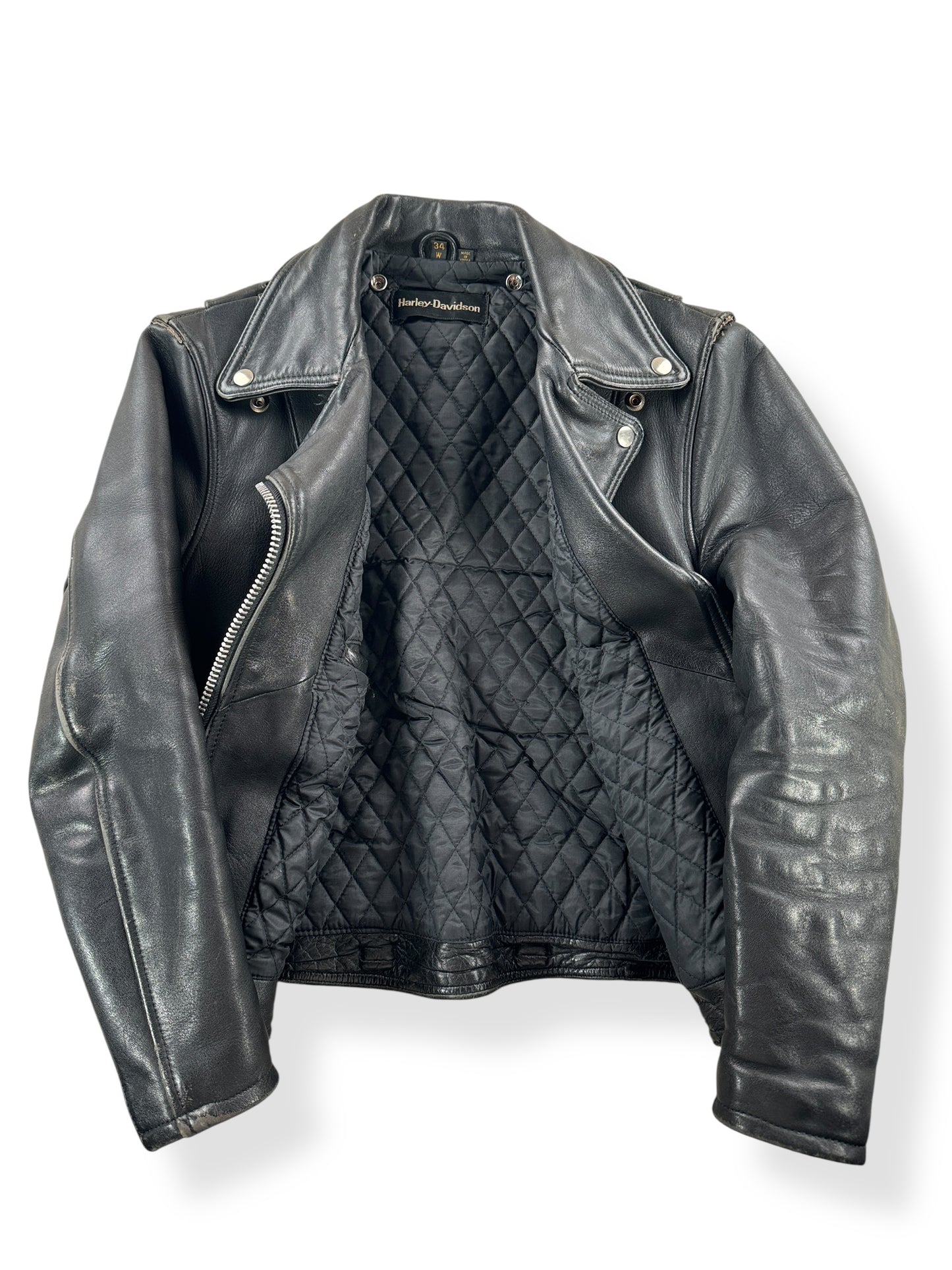 Inside of Vintage Women's Harley Davidson Leather Jacket SZ 34