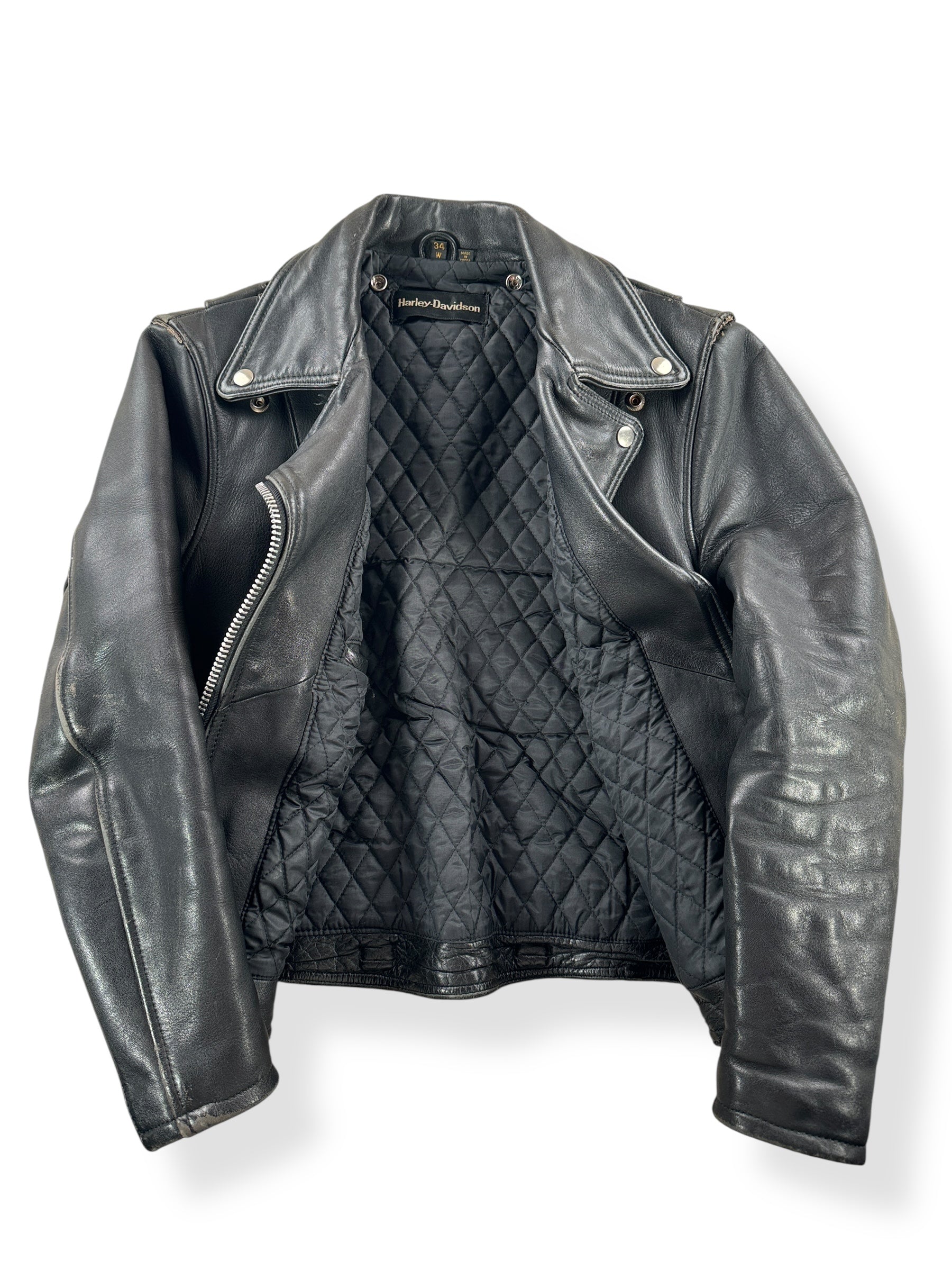 Inside of Vintage Women's Harley Davidson Leather Jacket SZ 34