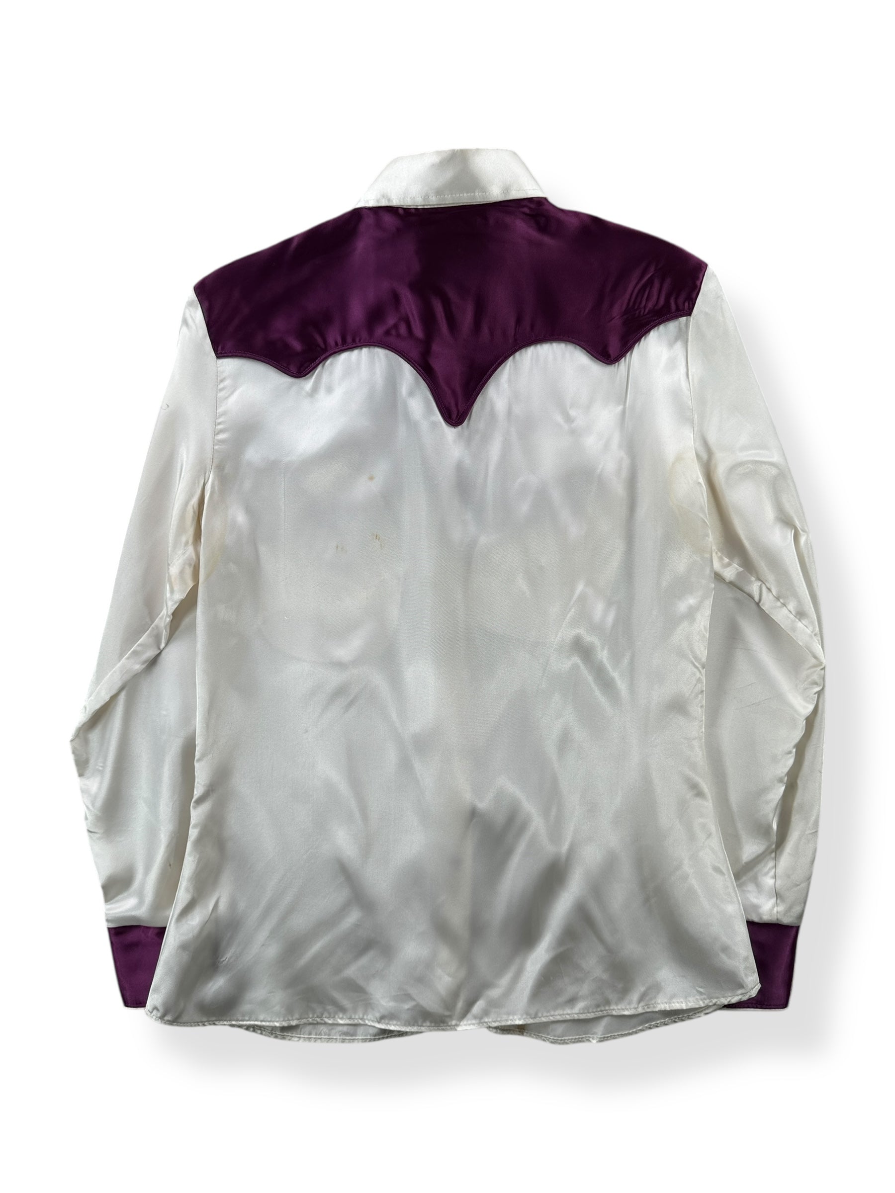 Back of Vintage Satin Tem Tex Two Tone Pearlsnap SZ S