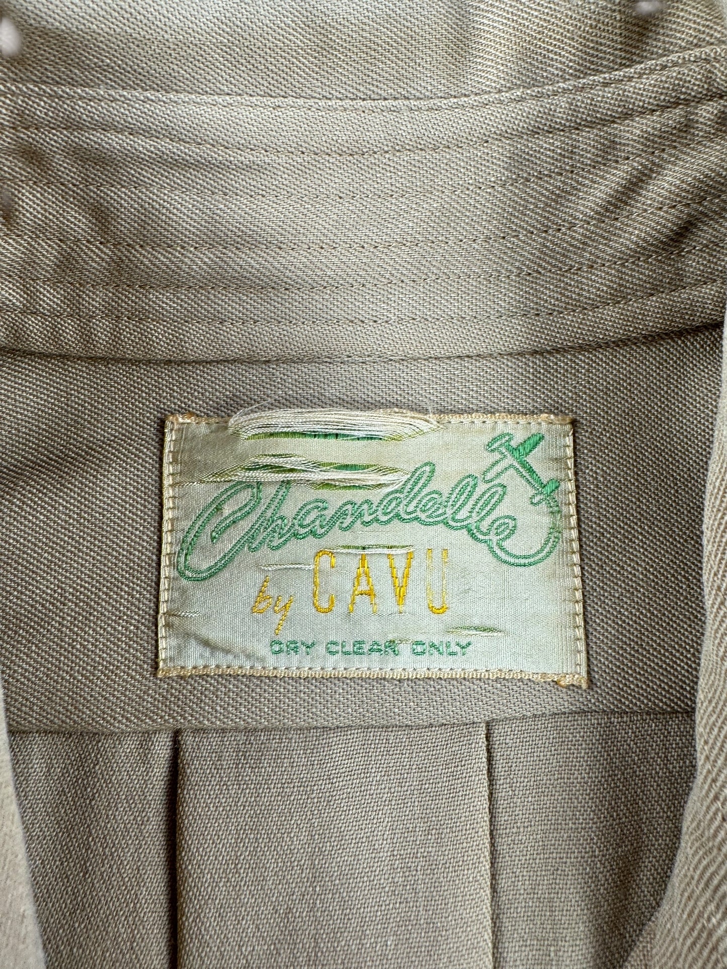 Tag on Vintage 60s Era Gabardine Pearlsnap SZ M