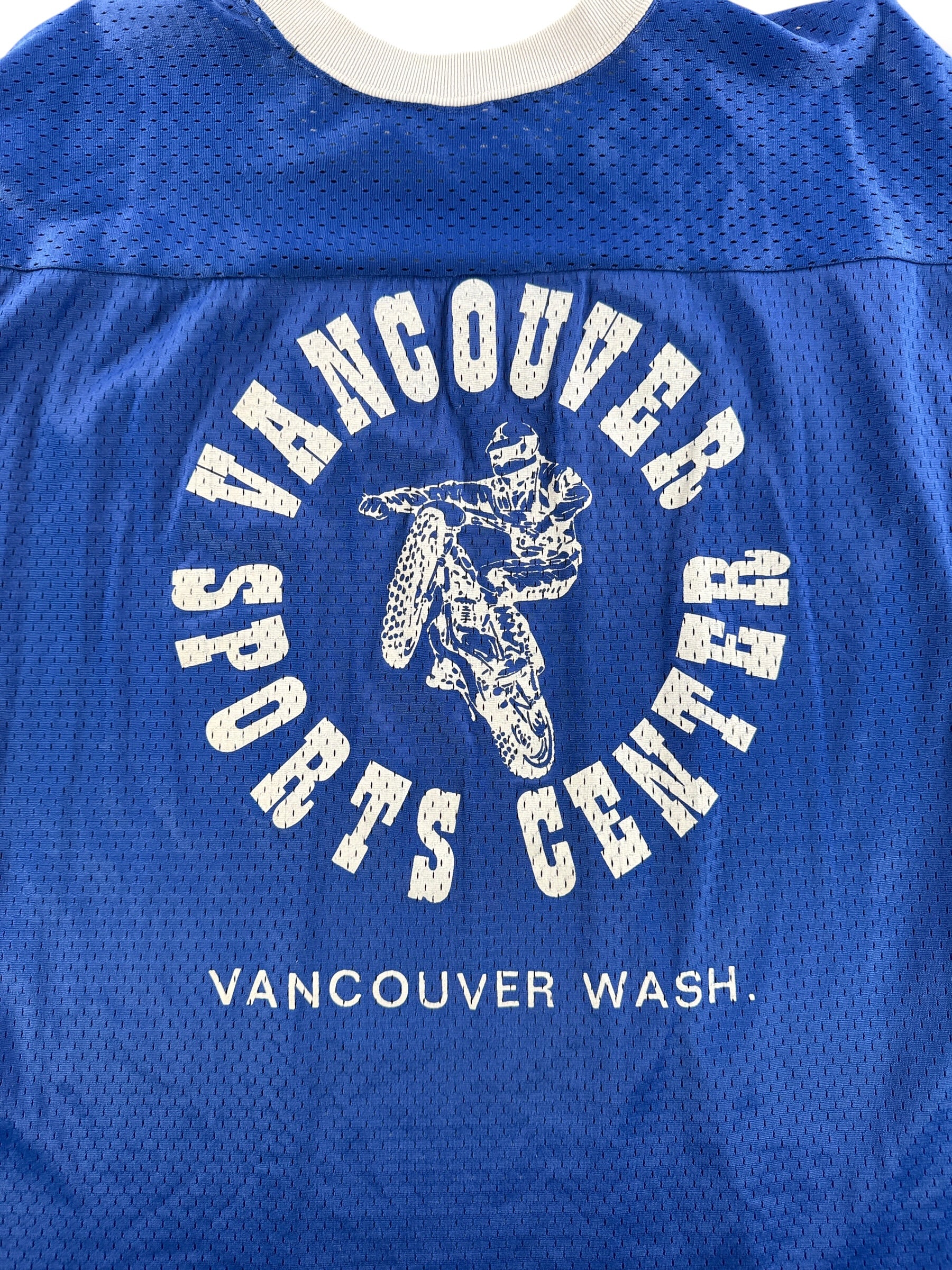 Graphic of Vintage Champion Blue Bar Vancouver MotoCross Jersey SZ L