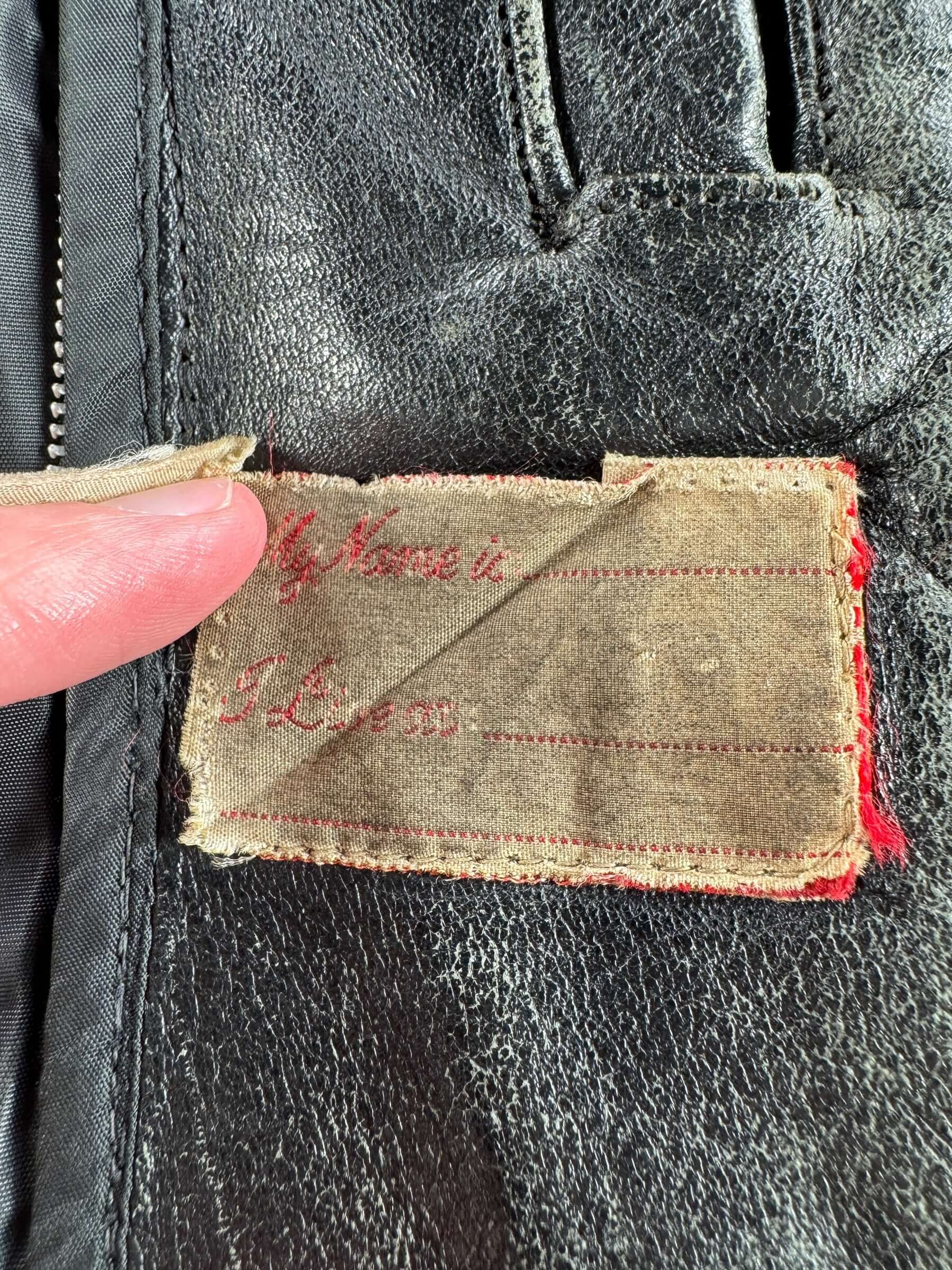 Label on Vintage 60s Era Schott Police Jacket SZ L