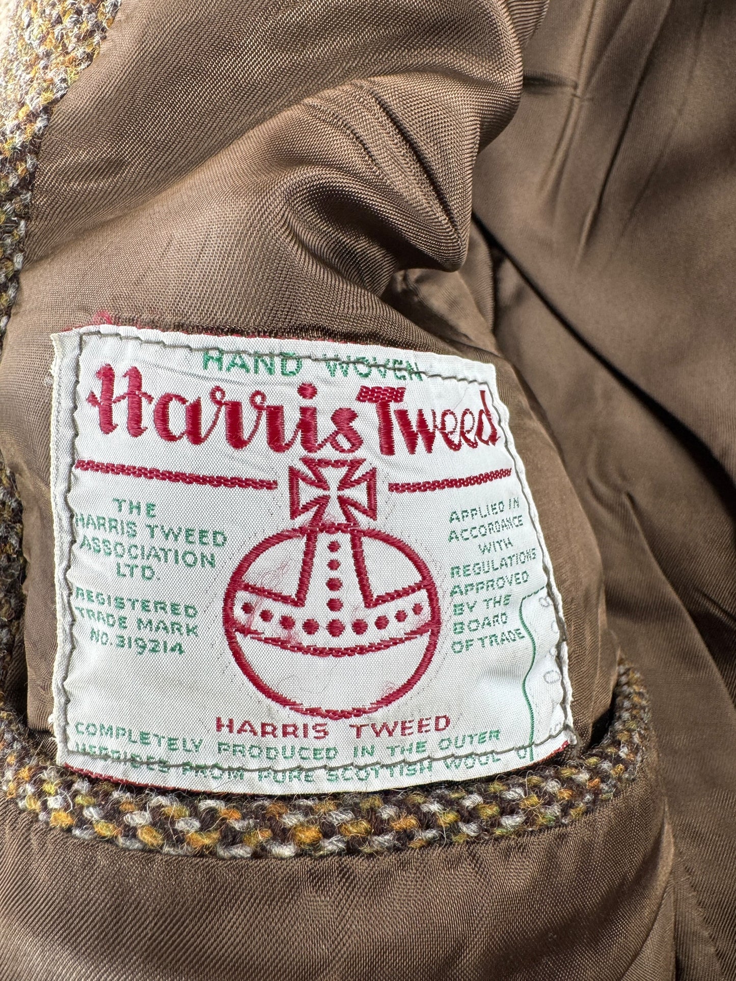 Label on Vintage Harris Tweed Sport Coat SZ M