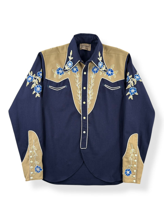 Front of Vintage Frontex Model Wool Gabardine Western Shirt SZ M