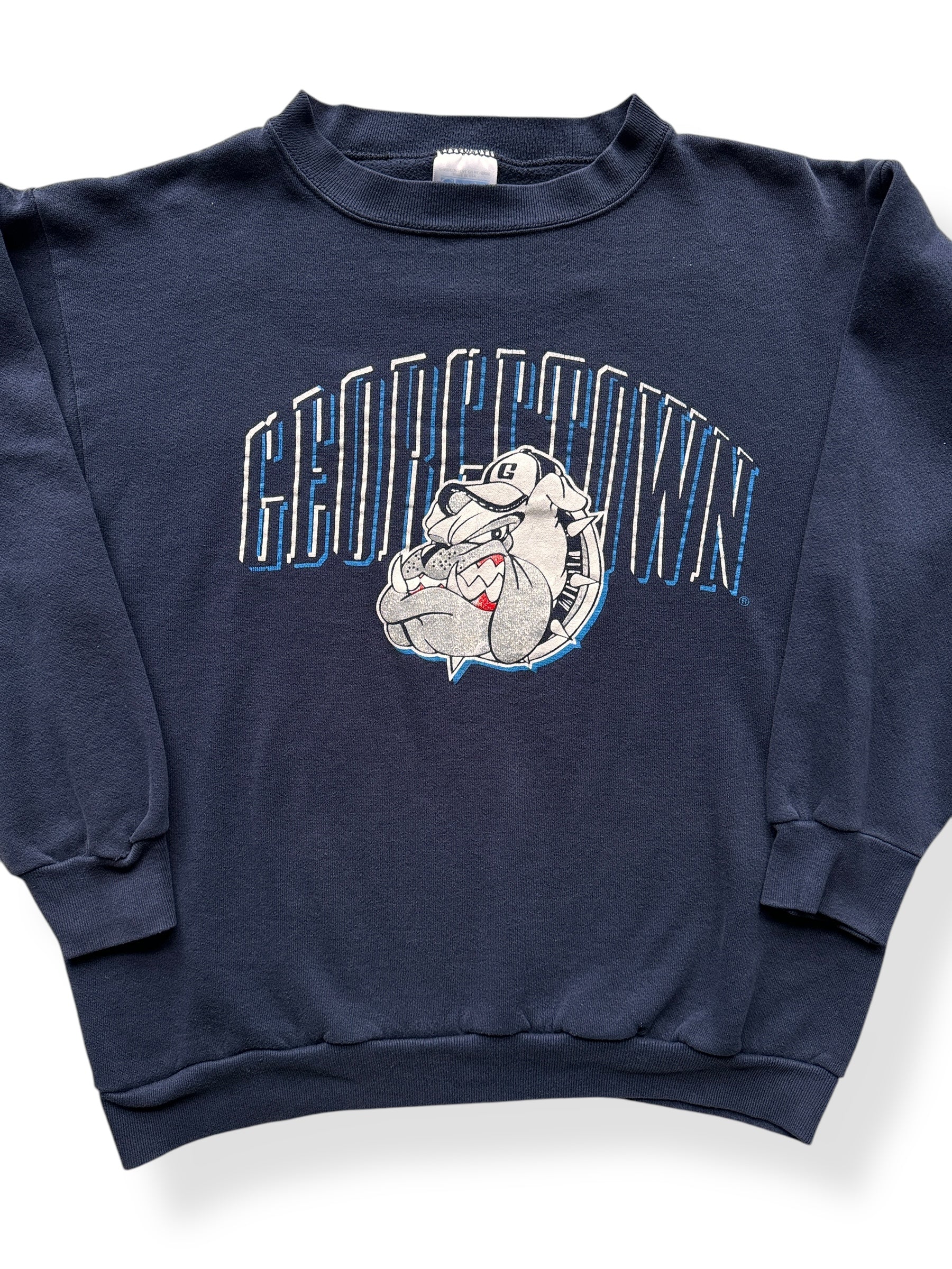 Front Close Up of Vintage Georgetown University Hoyas Crewneck SZ XL