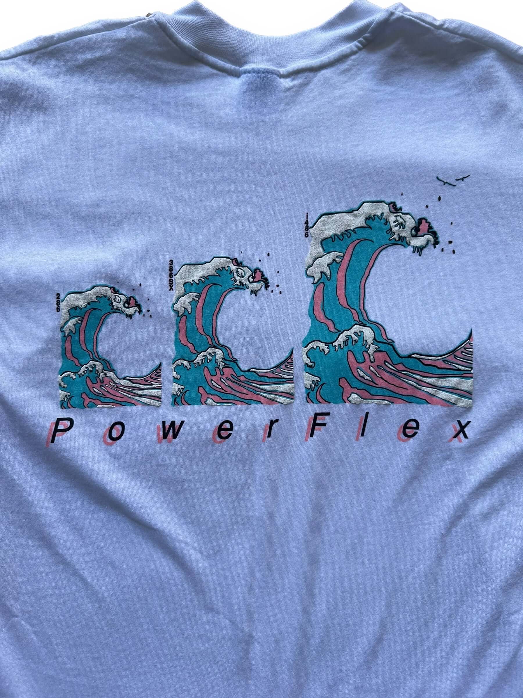 back of close up of Vintage Power Flex Software Tee SZ XL