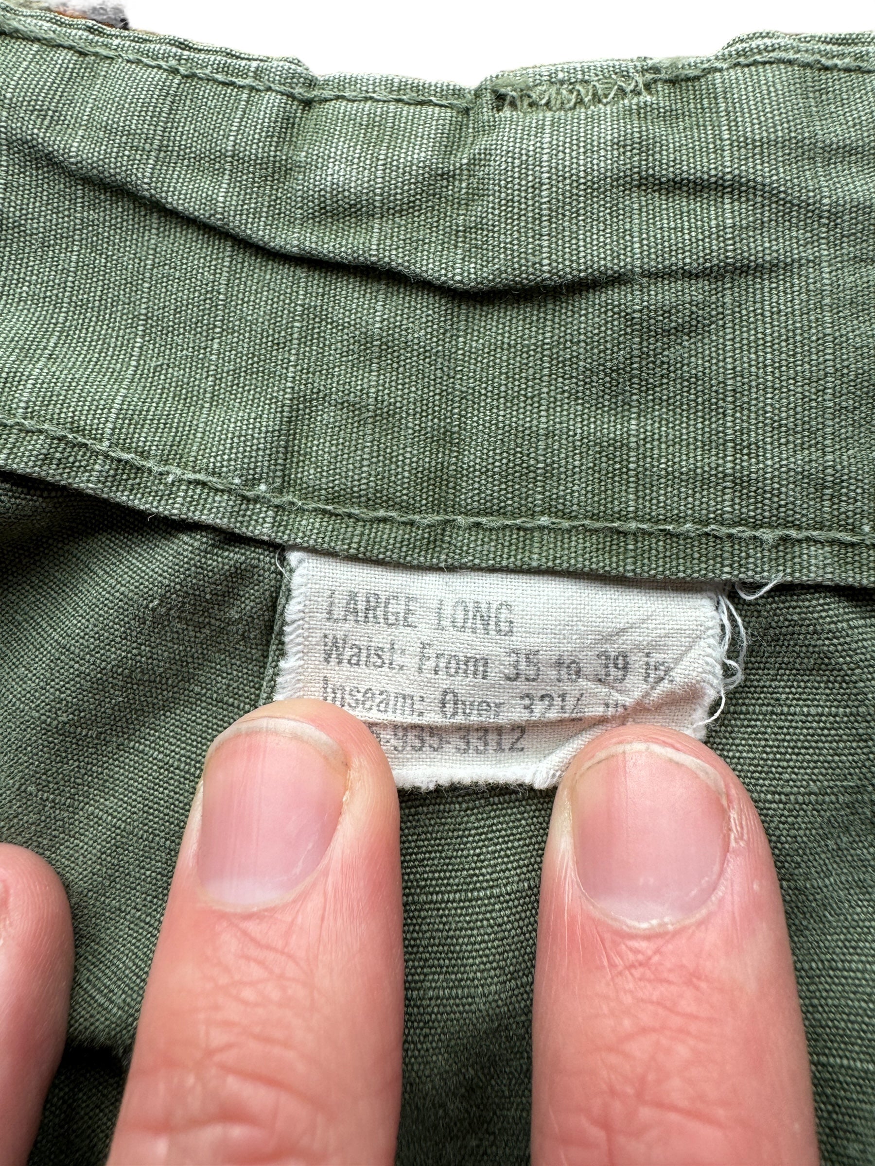 Tag on Vintage Vietnam Era Rip Stop Poplin Field Trousers W38