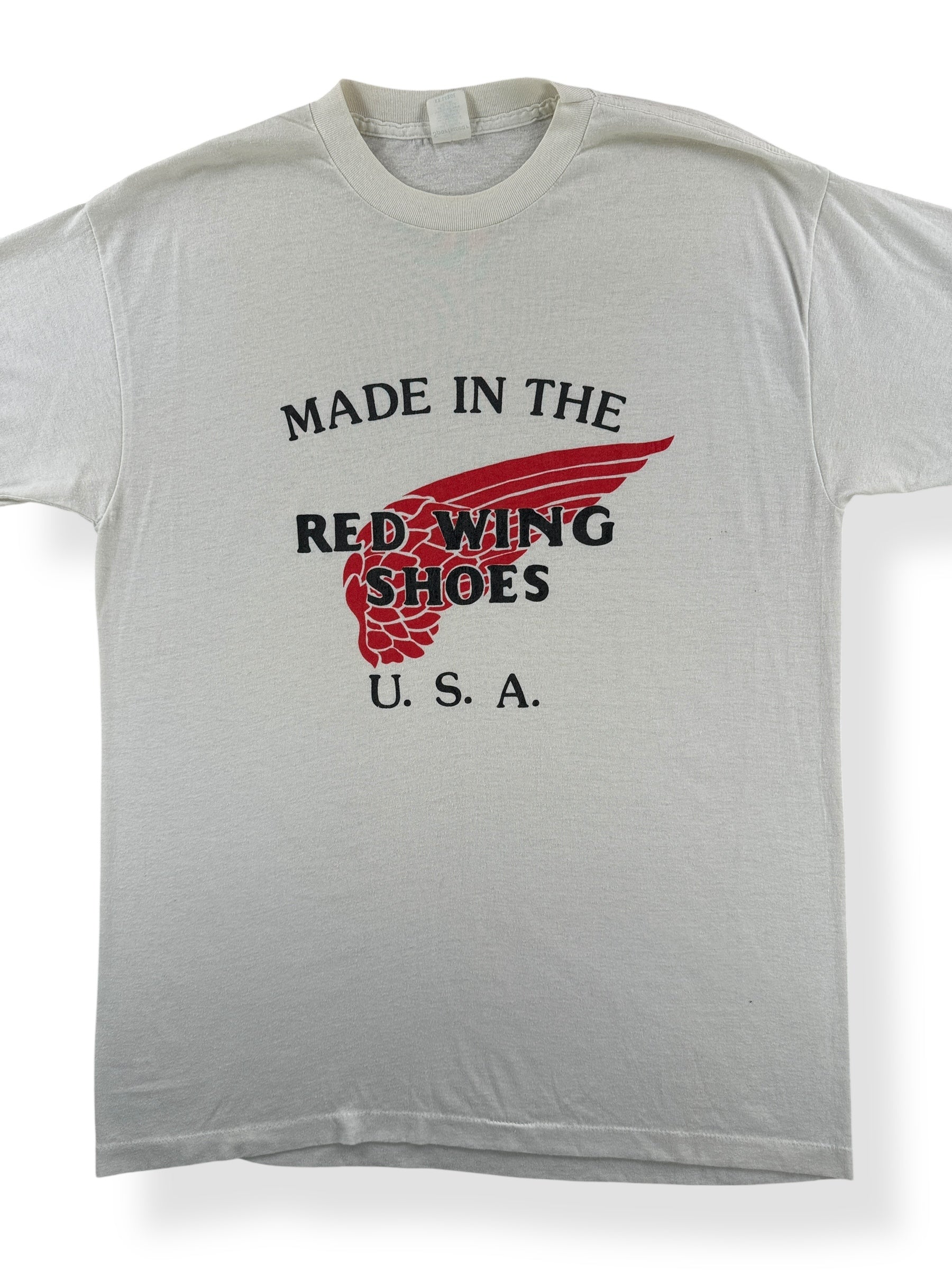 Front Close Up of Vintage Red Wing Shoes Tee SZ XXL